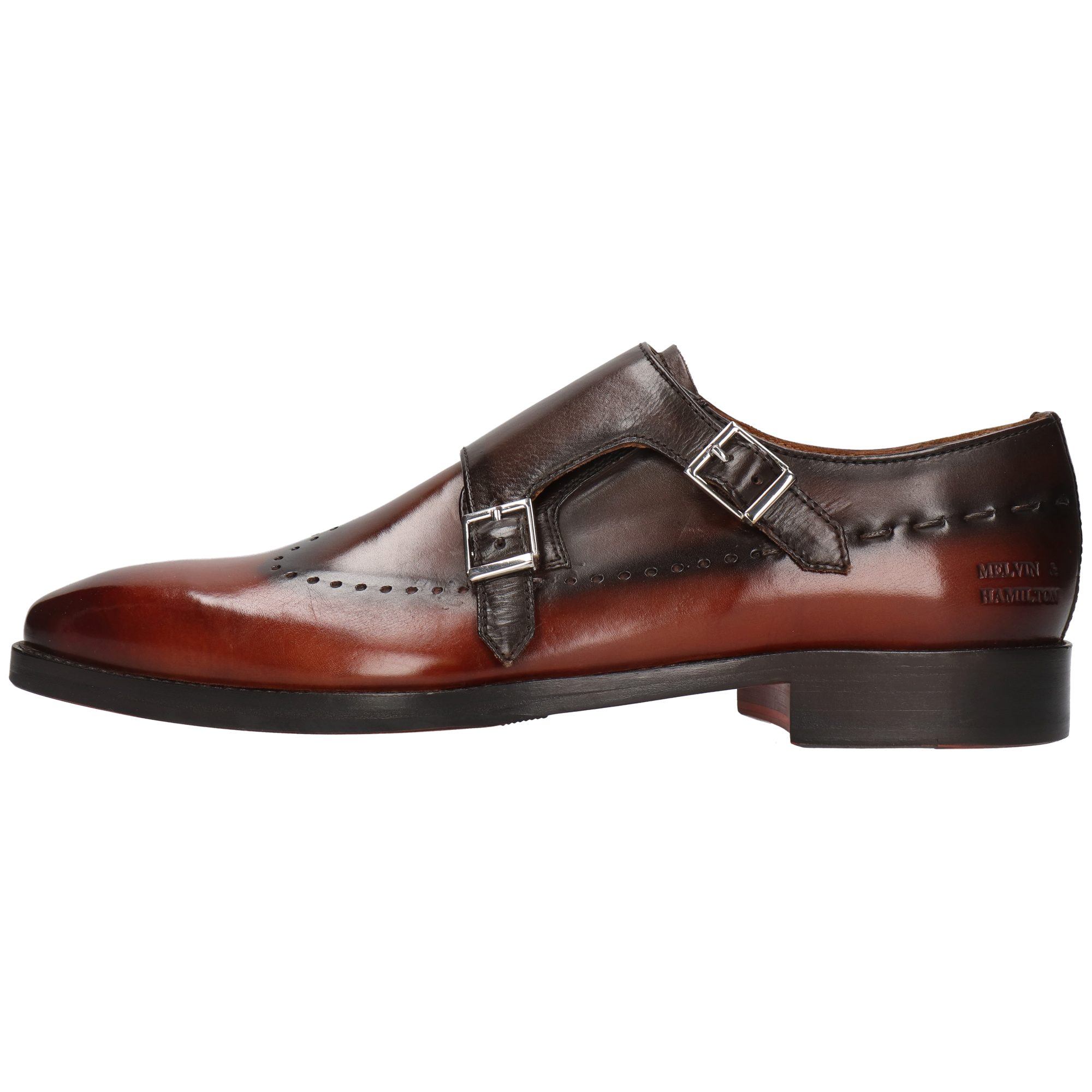 Melvin & Hamilton Lawrence 4 Leder-Monk Schuhe für Herren Schnürschuh Flache Absätze, Echtes Leder, Vegetabile Gerbung