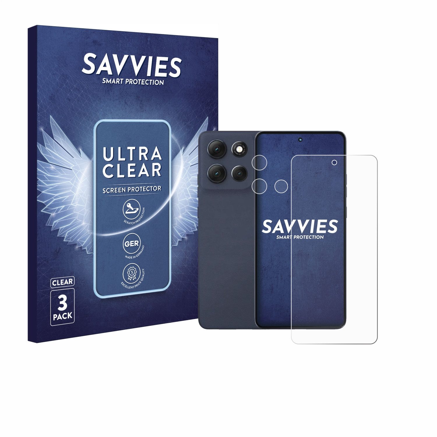 Savvies Displayschutzfolie Schutzfolie für Motorola Moto G86 (Display+Kamera), 6 Stück, Displayschutz Schutz Folie Klar Transparent