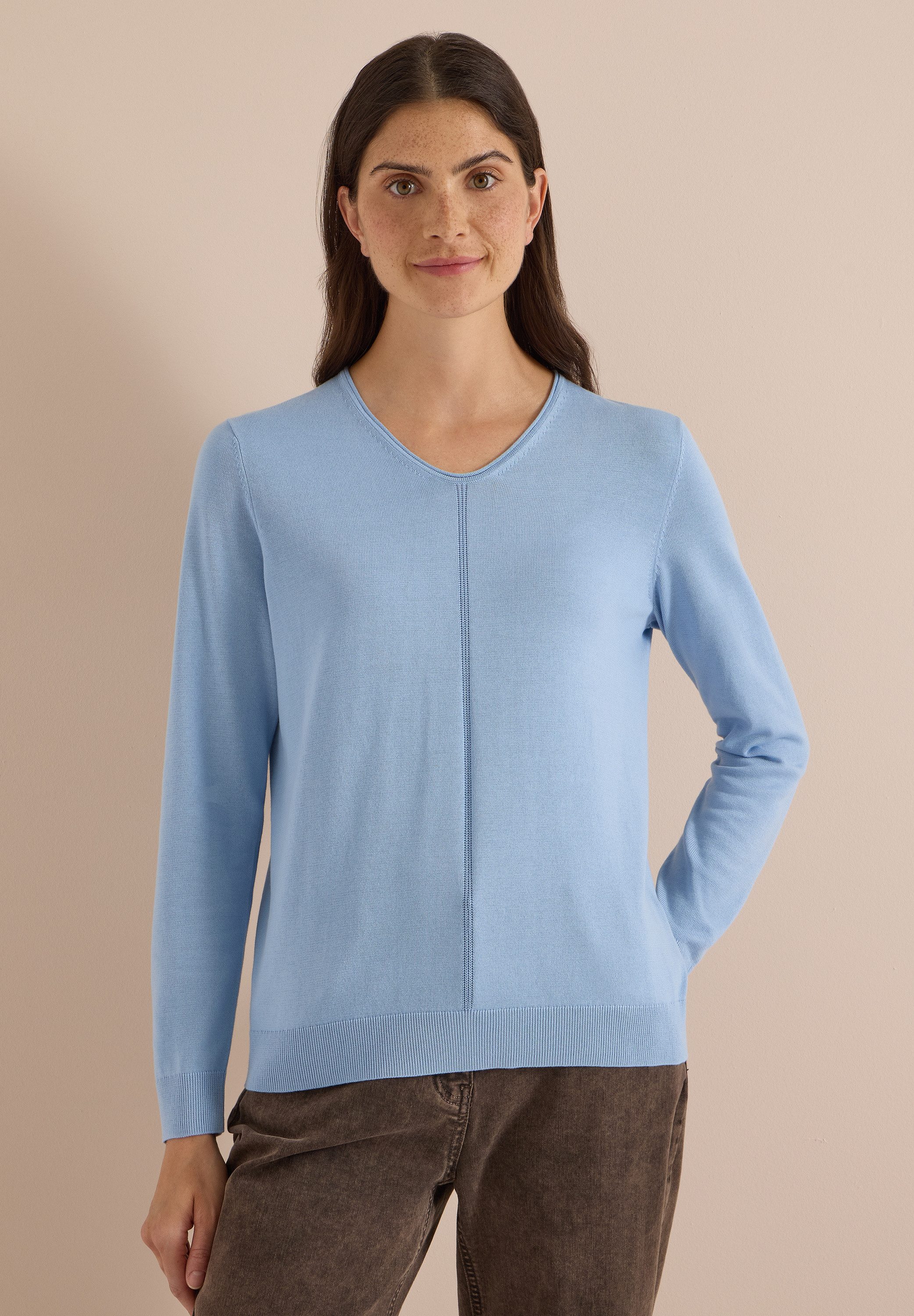 CECIL V-Ausschnitt-Pullover im soften Baumwoll-Mix
