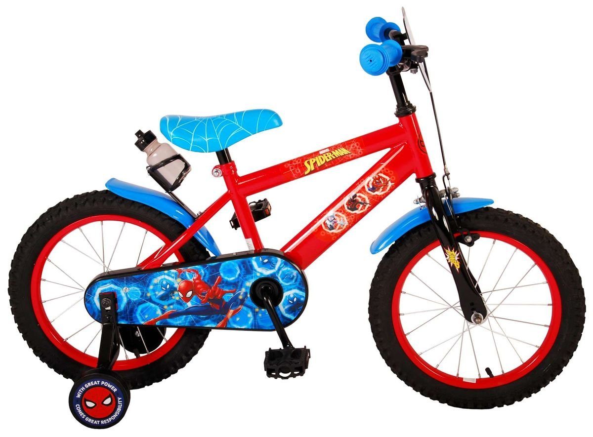 Kinder Kinderfahrrad 1 Stützräder 21664-CH-NL, 16 Zoll Fahrrad Rücktritt, Disney Spiderman Gang, Rad Volare Marvel Volare