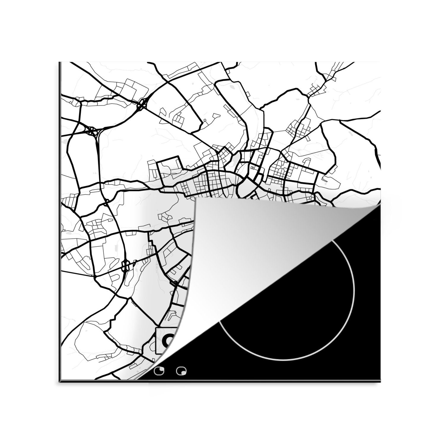 küche tlg), Arbeitsplatte cm, Herdblende-/Abdeckplatte für Chemnitz Stadtplan, (1 Karte MuchoWow 78x78 Ceranfeldabdeckung, - Vinyl, -