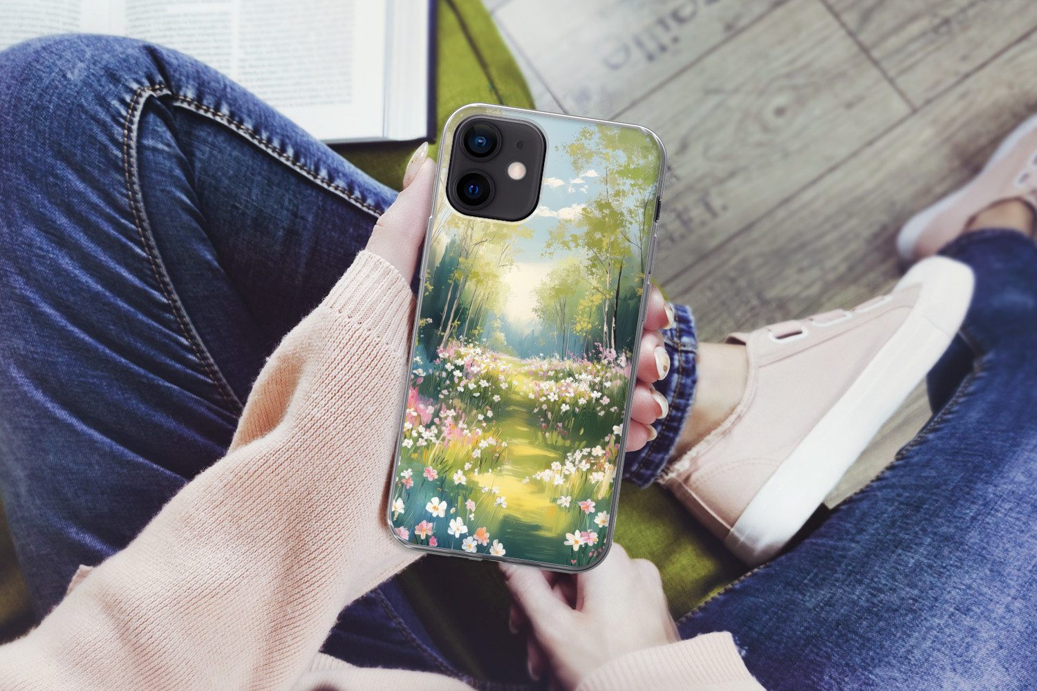 MuchoWow Handyhülle für Apple iPhone 12 Mini Wald - Malerei - Farbenfroh, Smartphone-Bumper, Print, Handy Schutzhülle Dünn