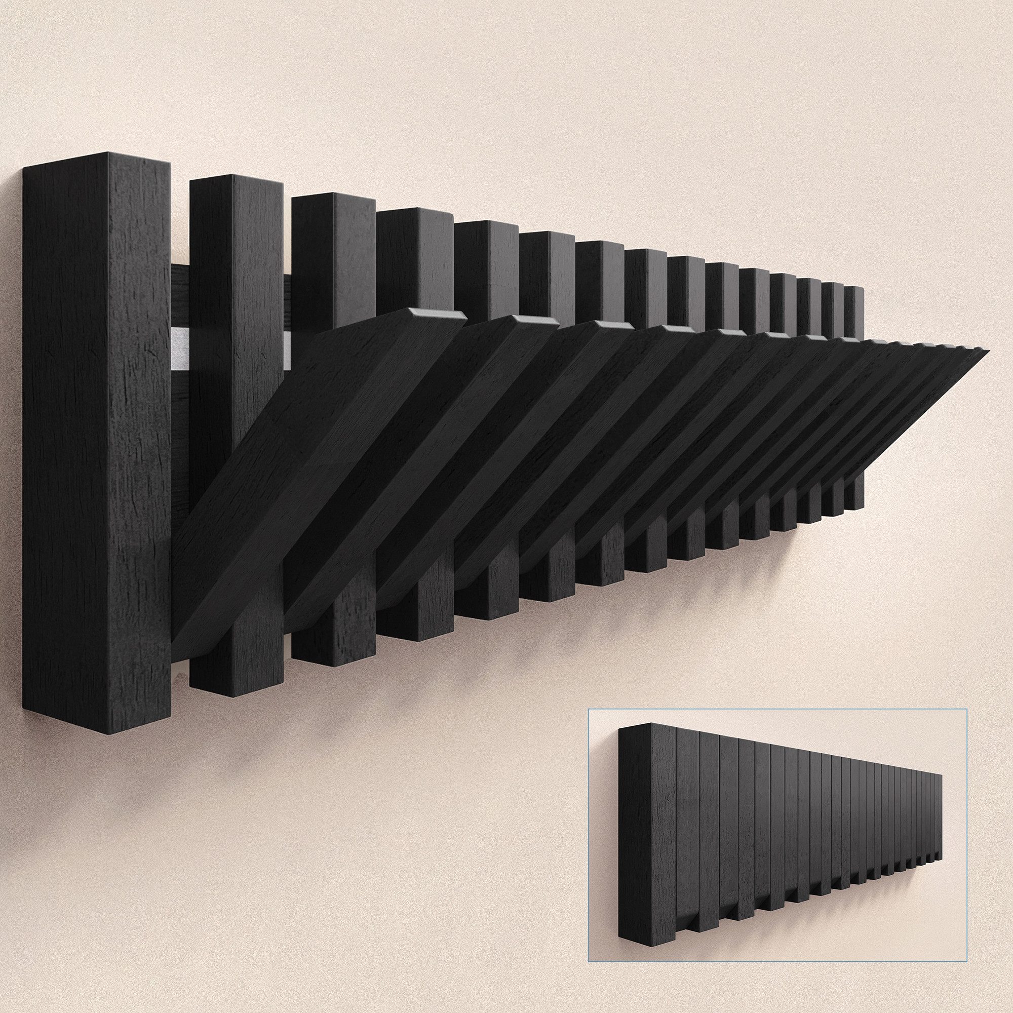 doporro Wandgarderobe Garderobenhaken Garderobenleiste aus Holz mit 14 Haken Twigro-01, aus hochwertiges Massivholz