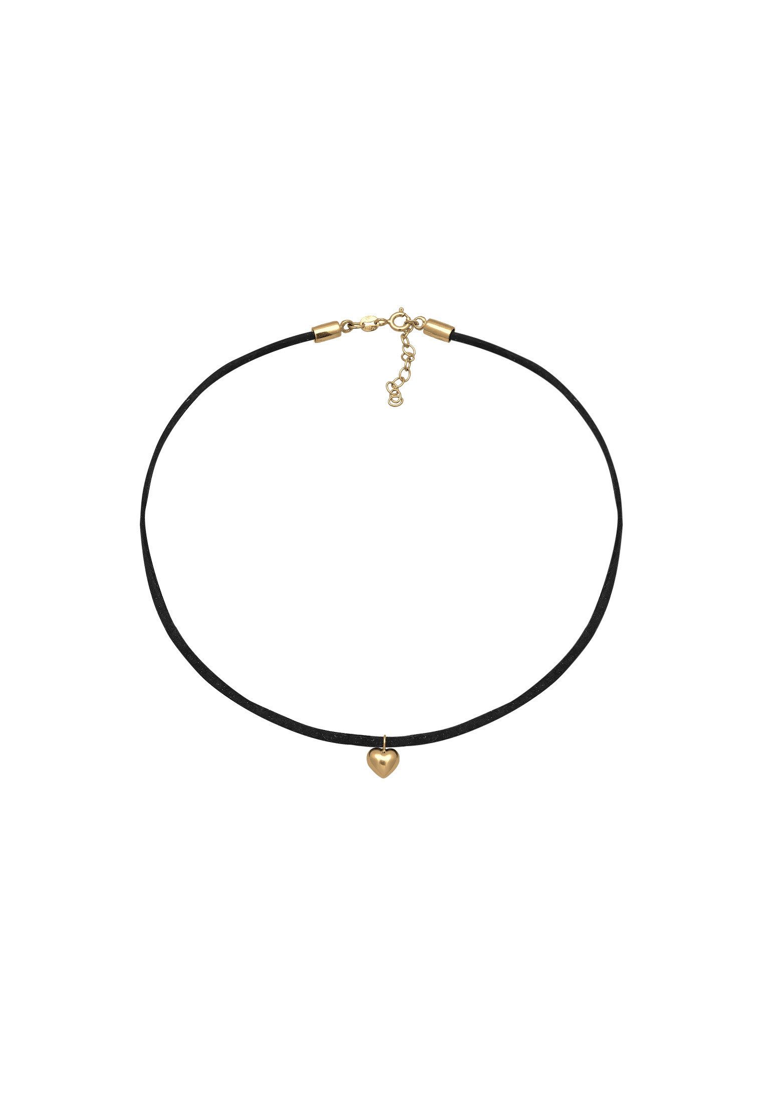 Elli Choker Lederkette synthetisch Herz Anhänger 925 silber