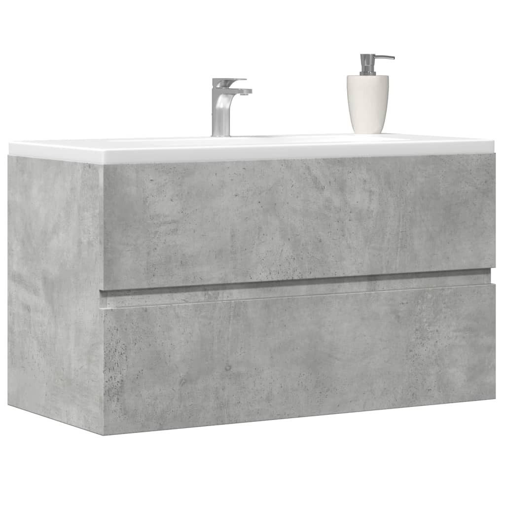 furnicato Waschbeckenunterschrank 90 x 38,5 x 45 cm Betongrau Stauraum-Badschrank mit glatter Oberfläche für dein Badezimmer