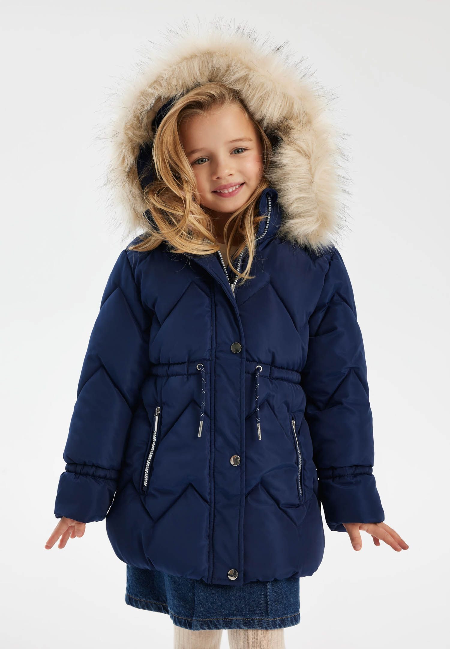 MINOTI Winterjacke Stepp-Winterjacke mit Kunstfell und Tunnelzug in der Tai günstig online kaufen