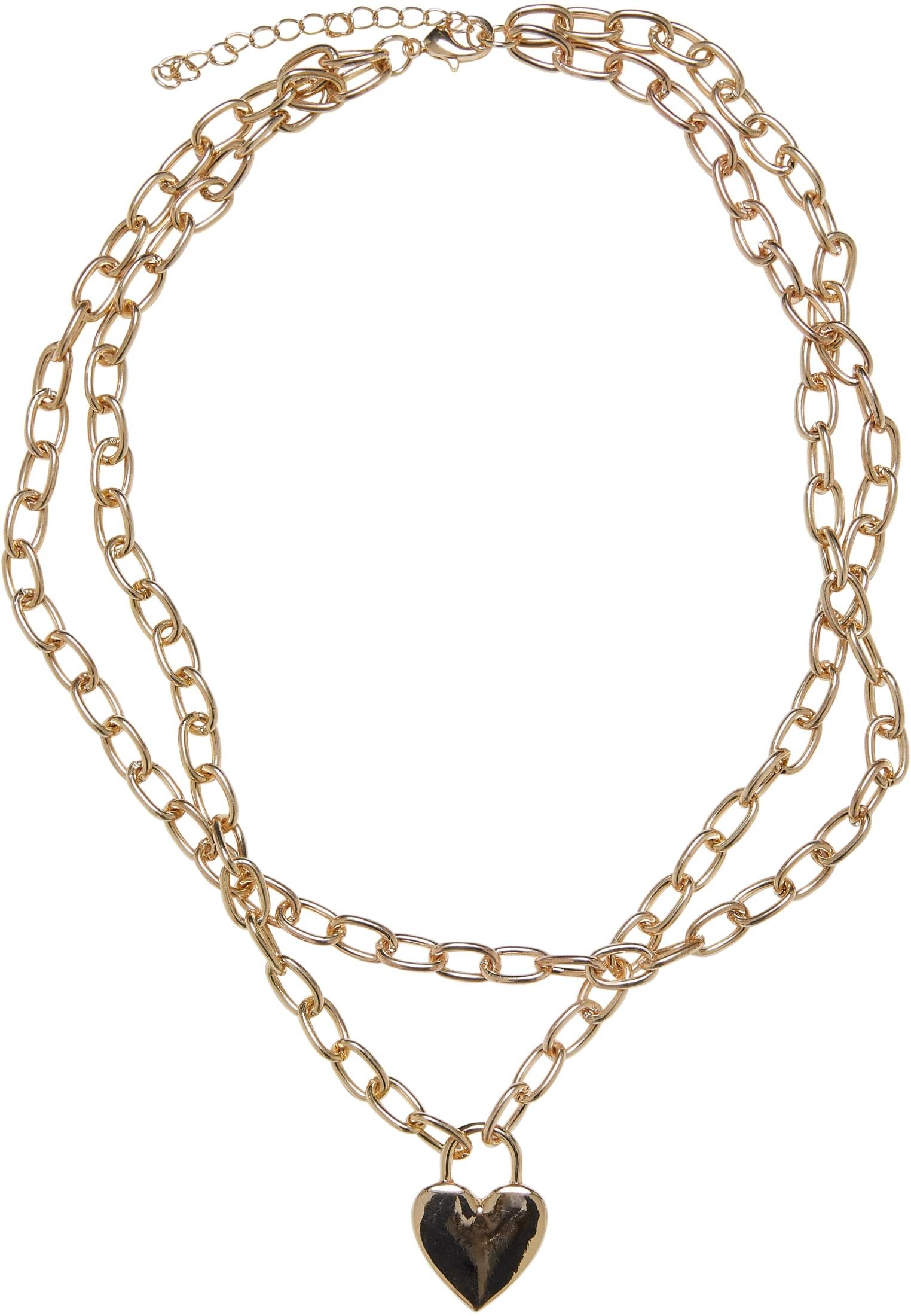 URBAN CLASSICS Edelstahlkette Accessoires Heart Padlock Necklace | Ketten ohne Anhänger