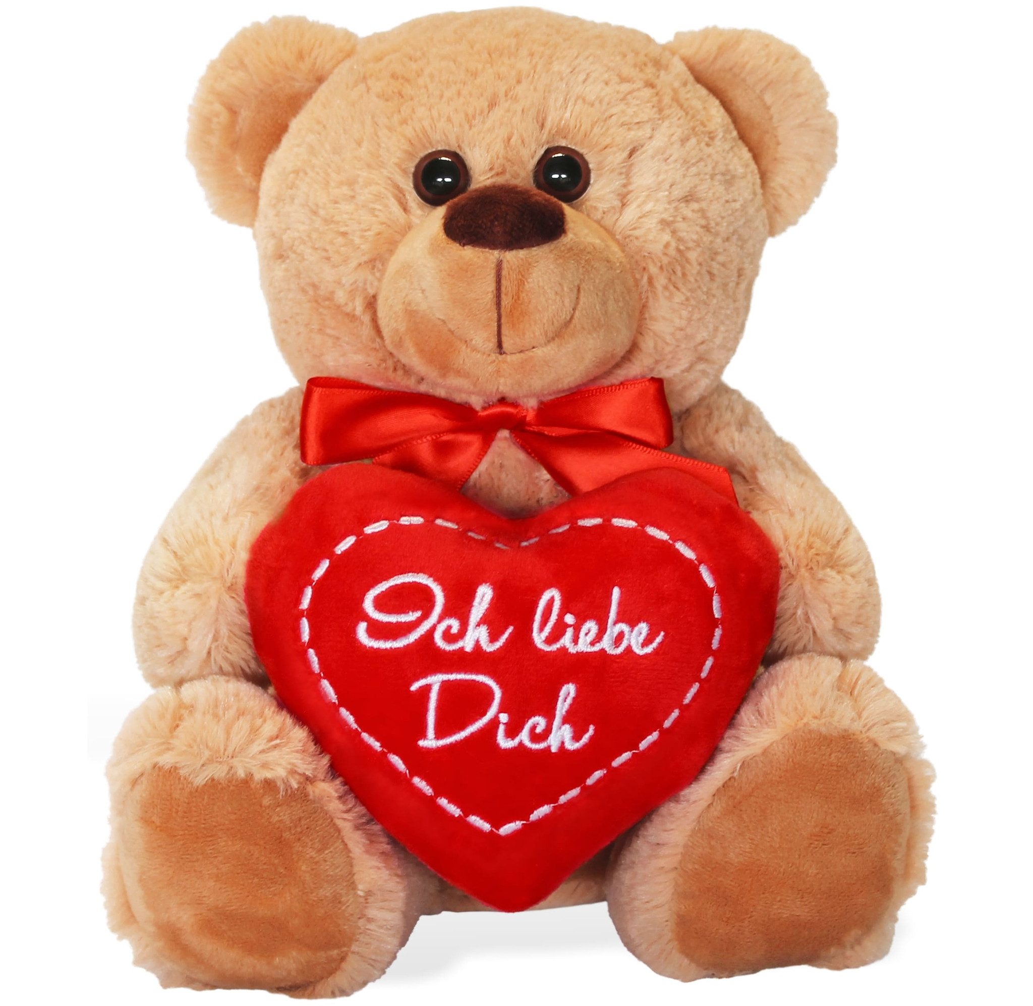 matches21 HOME & HOBBY Plüschfigur Teddybär mit Herz Ich liebe Dich braun 25 cm (1-St)
