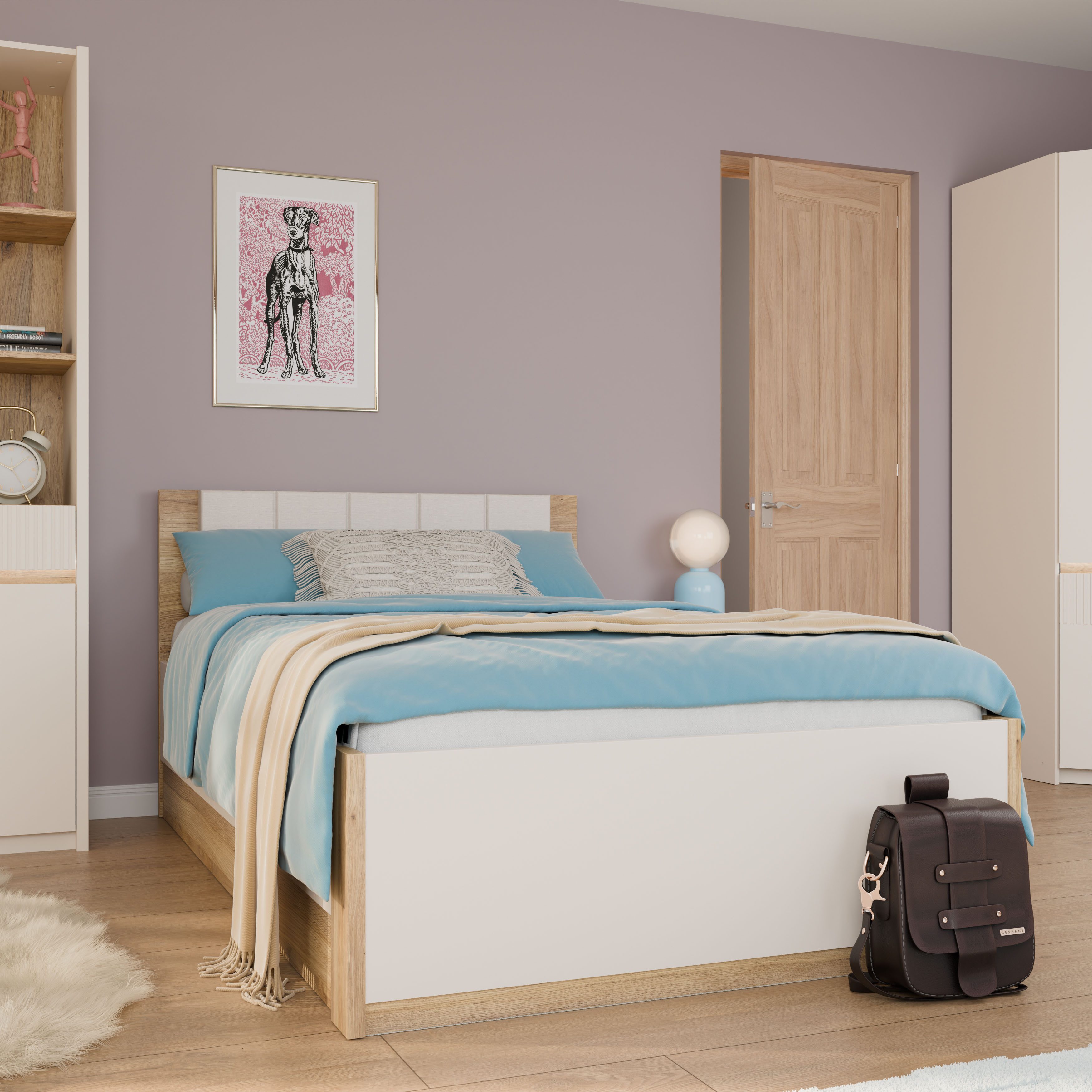 FORTE Bettgestell Oak Squere, B/H/T :125,8/90/205,2 cm aufklappbarer Lattenrost, Stauraum