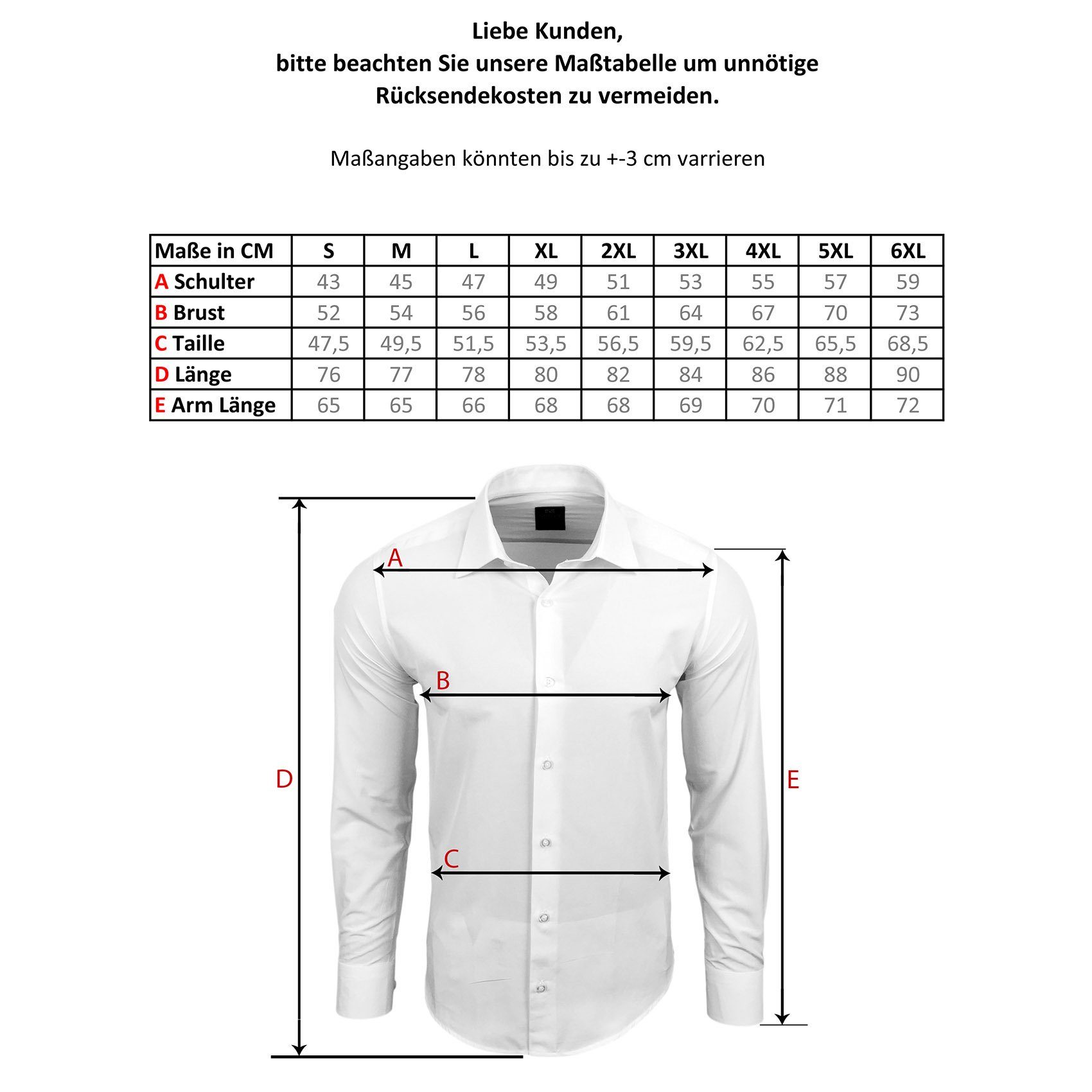 Baxboy Langarmhemd Baxboy Edel Dezent Herren Hemd Stickerei Hemden Kontrast Langarm B-508