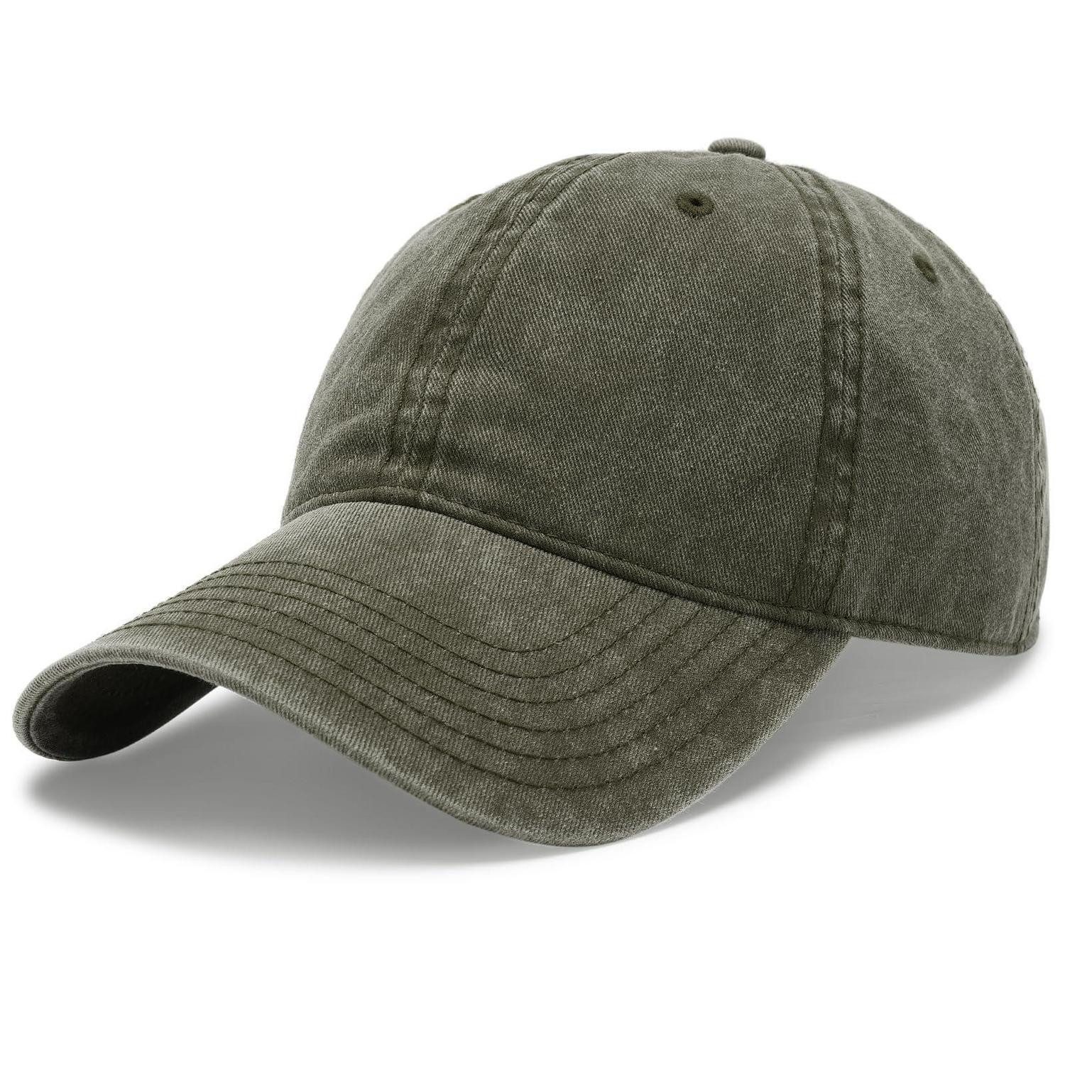 Baseball Cap Basecap Damen Herren Baumwolle Vintage Dad Hat verstellbar Grün M