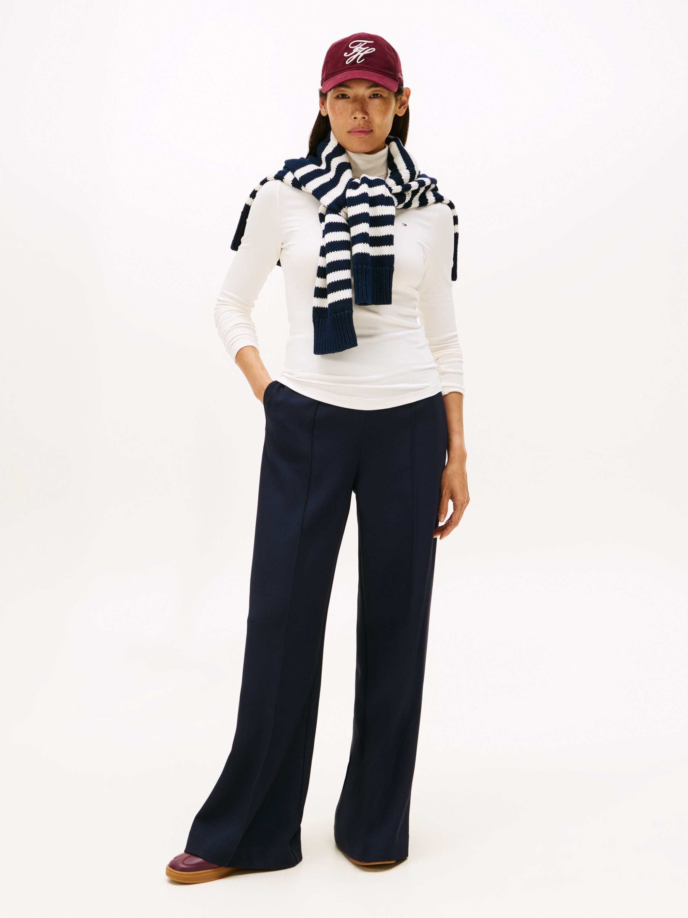 Tommy Hilfiger Langarmshirt SLIM 5X2 RIB ROLL-NK LS in gerippter Struktur