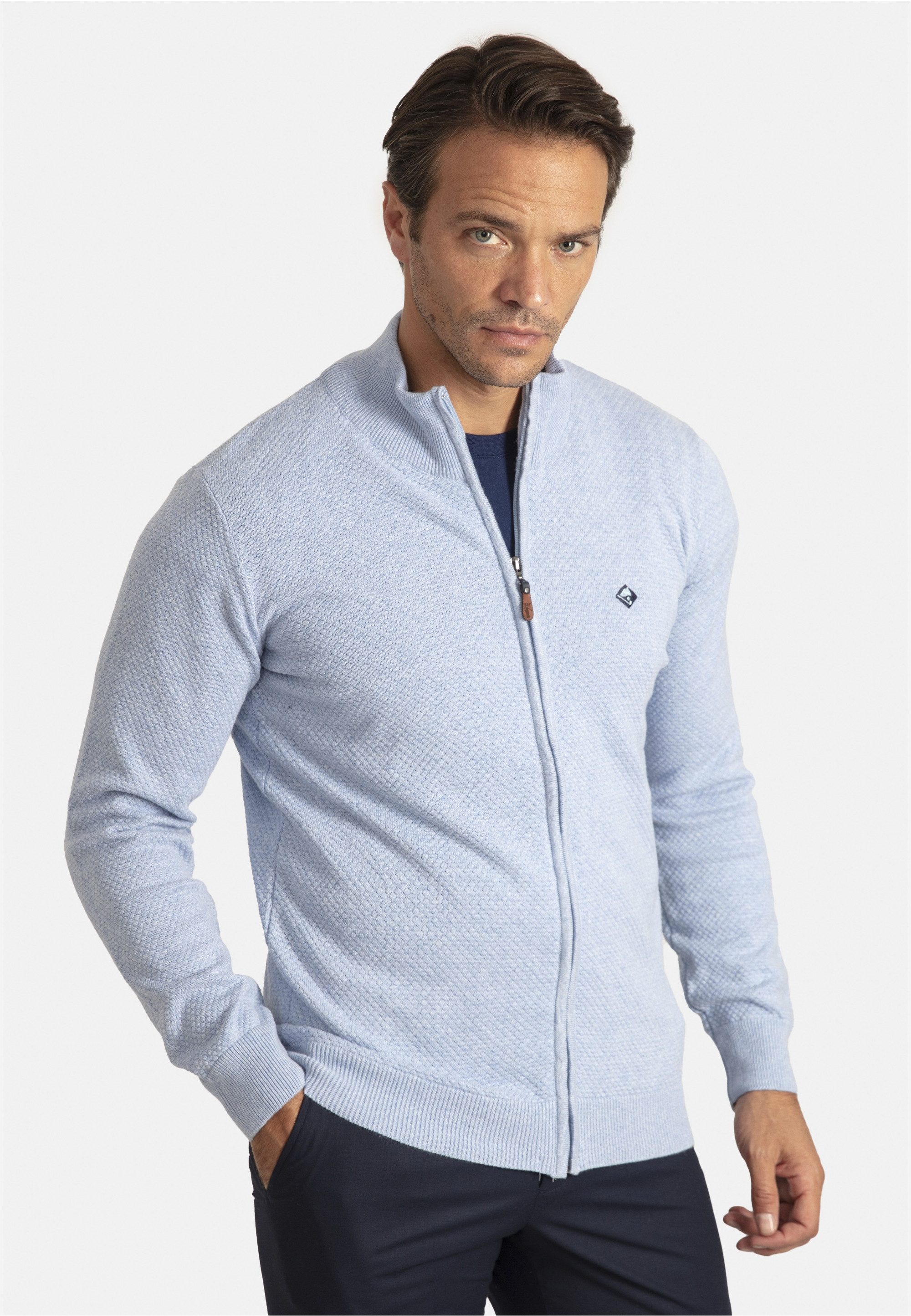 SIR RAYMOND TAILOR Strickjacke Sydney (1-tlg) mit kleinem Stehkragen