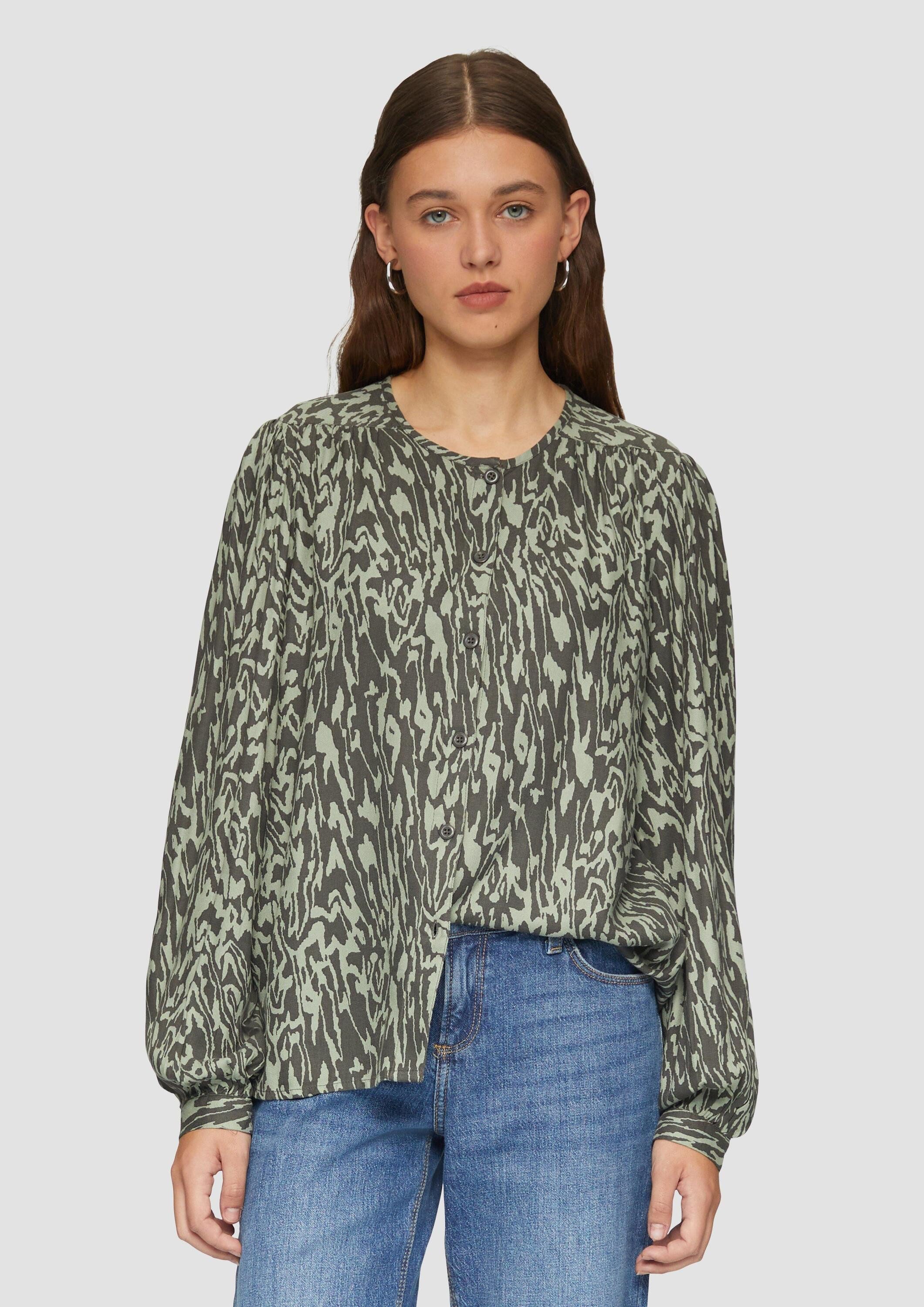 QS Langarmbluse Bluse Melierte Viskosebluse im Loose Fit günstig online kaufen