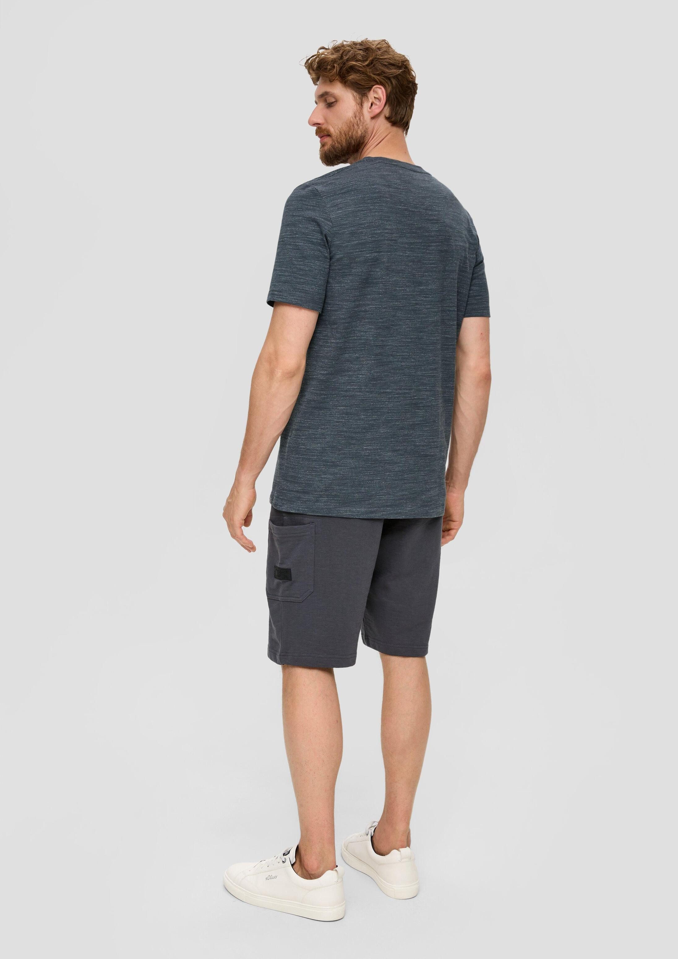 s.Oliver Kurzarmshirt T-Shirt Meliertes T-Shirt mit V-Ausschnitt
