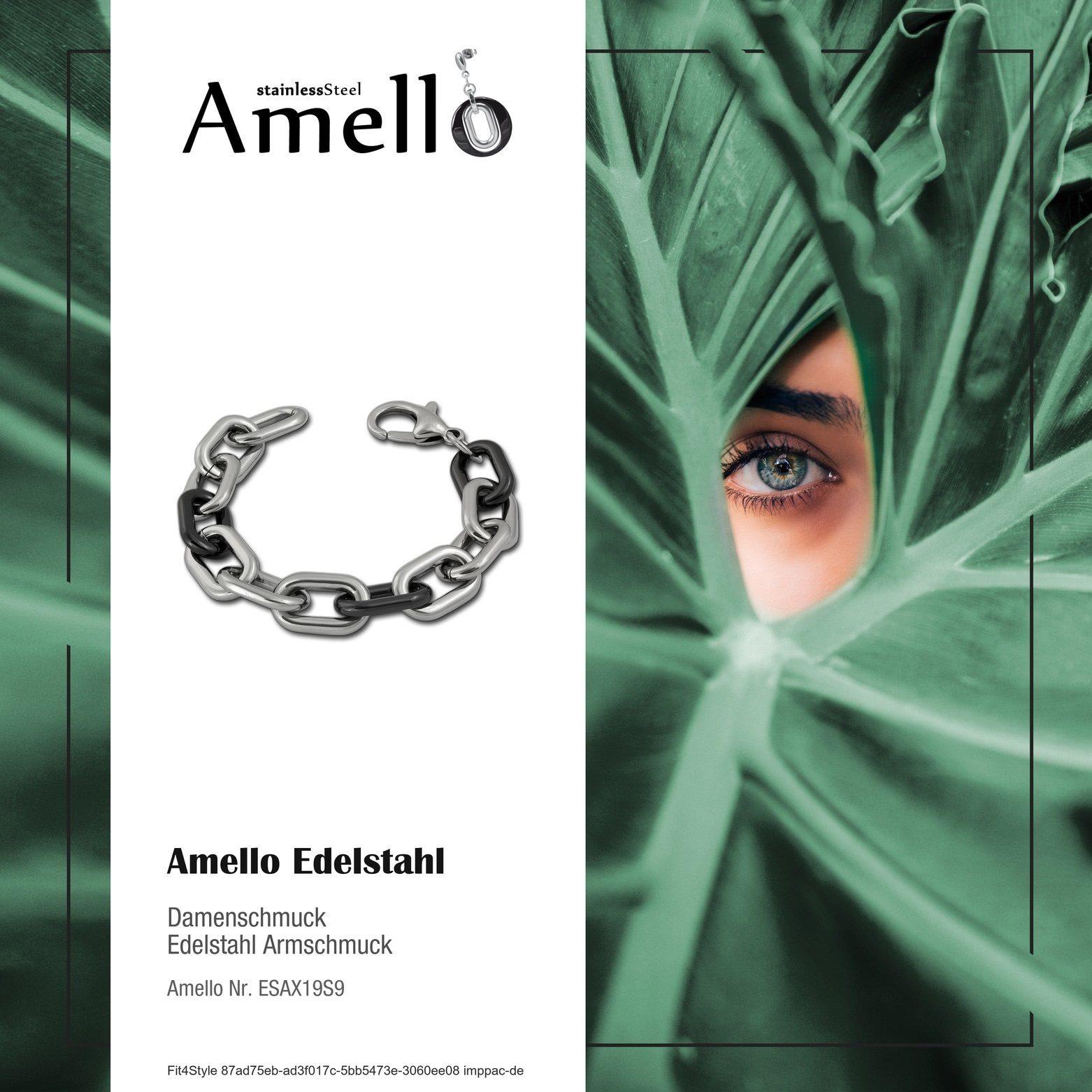 für Armbänder (Armband), Edelstahlarmband (Stainless Armband Glieder Amello Steel) silber Amello Edelstahl Damen