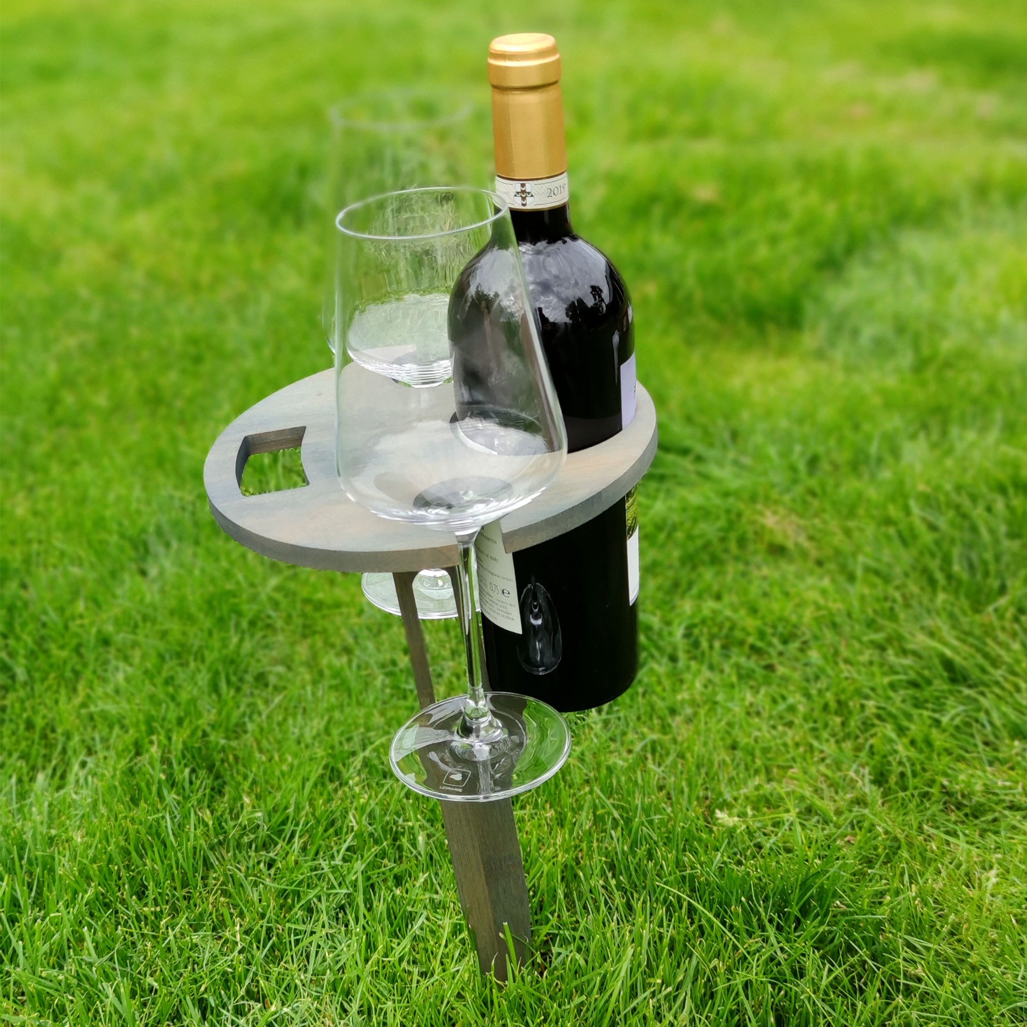 UNUS GARDEN Klapptisch Weinhalter klappbar,Weintisch aus Bambus (2-St., Höhe: ca. 43 cm), Gartentisch, Beistelltisch, Getränkehalter, Campingtisch – Bild 4 von 4