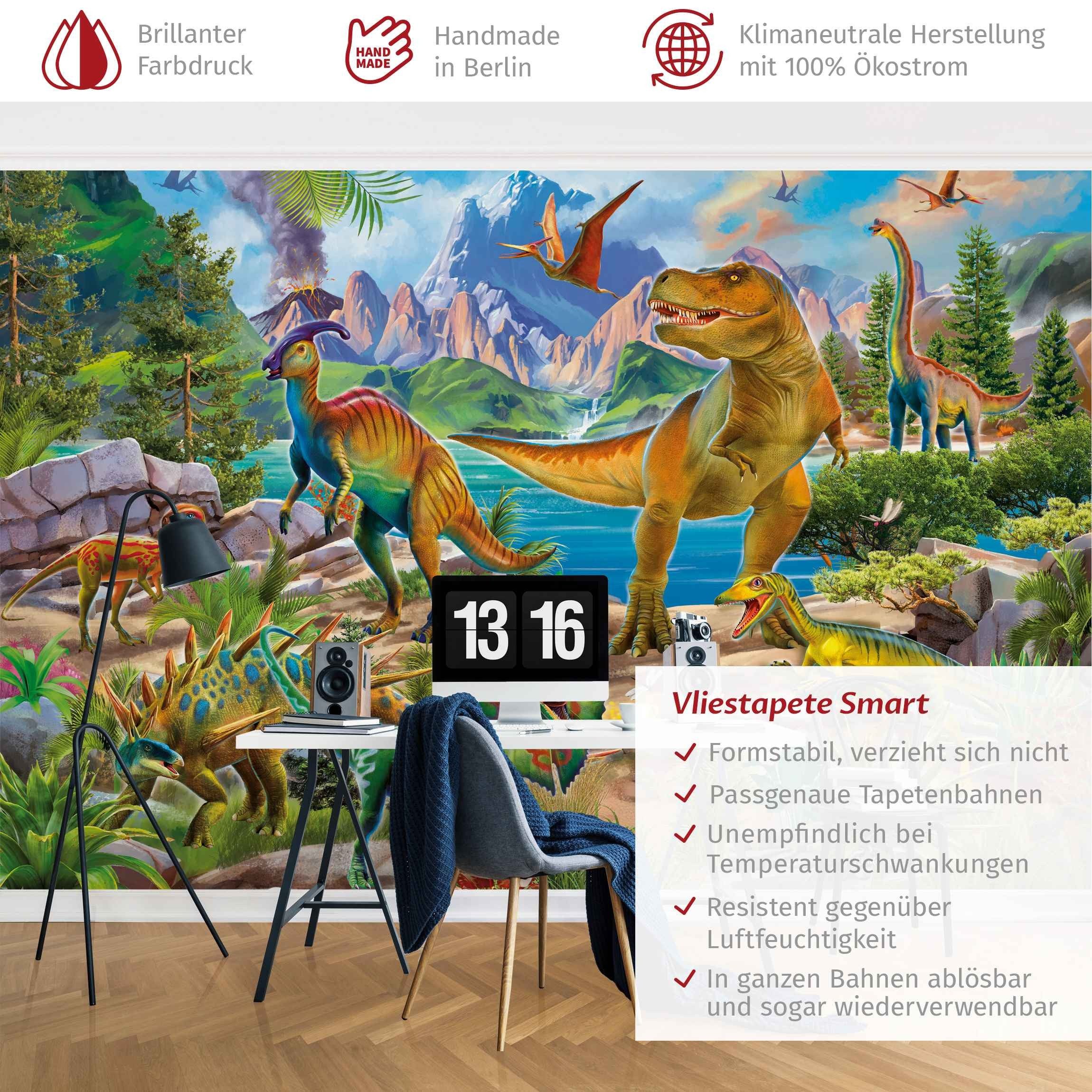 Bilderdepot24 Kindertapete Kinderzimmer T-Rex Parasaurolophus Kinder günstig online kaufen