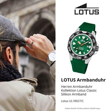 Lotus Chronograph Lotus Herrenuhr Silikon grün Lotus, (Chronograph), Herren Armbanduhr rund, groß (ca. 45mm), Edelstahl