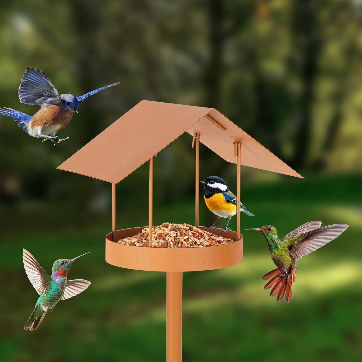LuxusKollektion Vogelhaus Vogelhaus Metall mit Ständer 138cm Rost-Optik