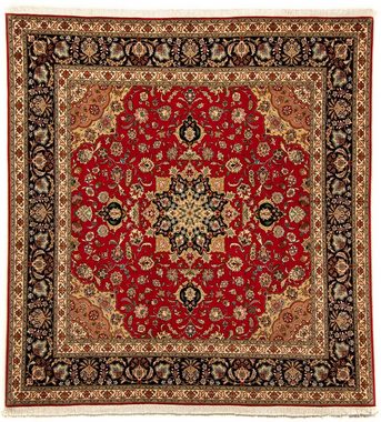 Orientteppich Perser - Täbriz - Royal quadratisch - 208 x 200 cm - rot, morgenland, quadratisch, Höhe: 7 mm, Wohnzimmer, Handgeknüpft, Einzelstück mit Zertifikat