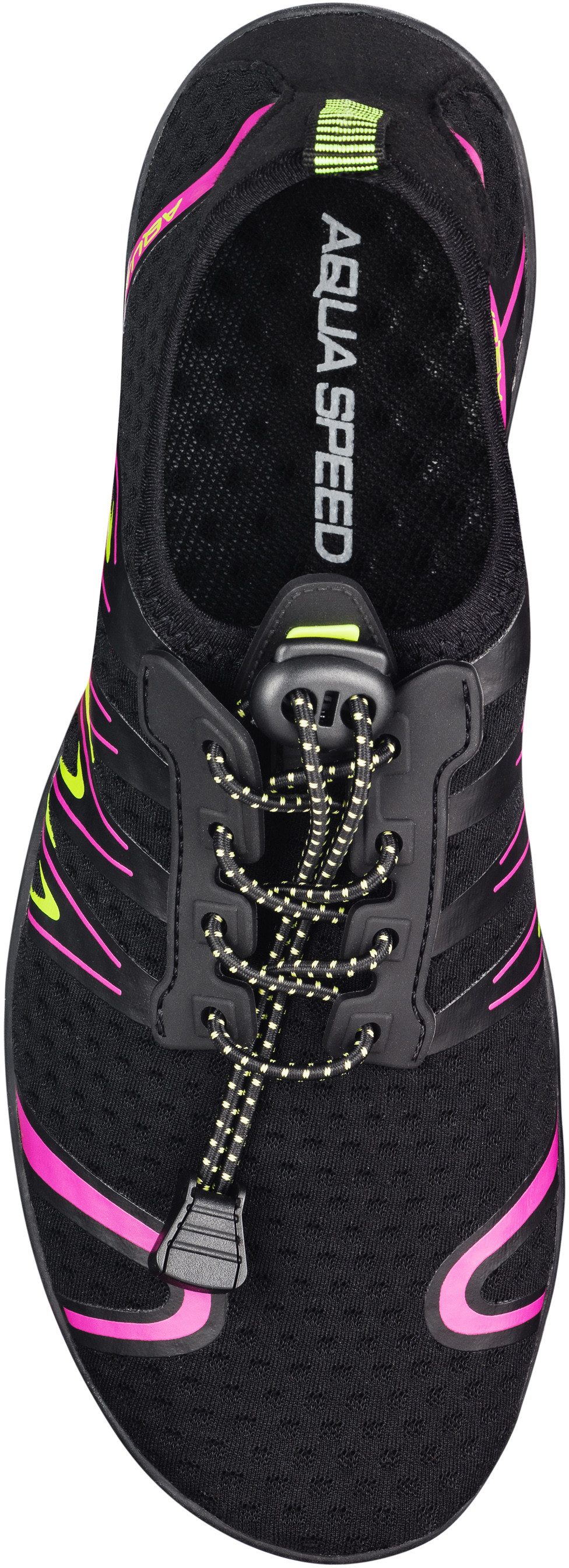 Aqua Speed Gekko Strandschuhe Gr. 35 – Schwarz/Rosa/Grün mit Handtuch Wasserschuh (Sneakerähnliche Wasserschuhe – bequem & griffig auf jedem Boden) Schützt vor heißem Sand & spitzen Steinen am Ufer