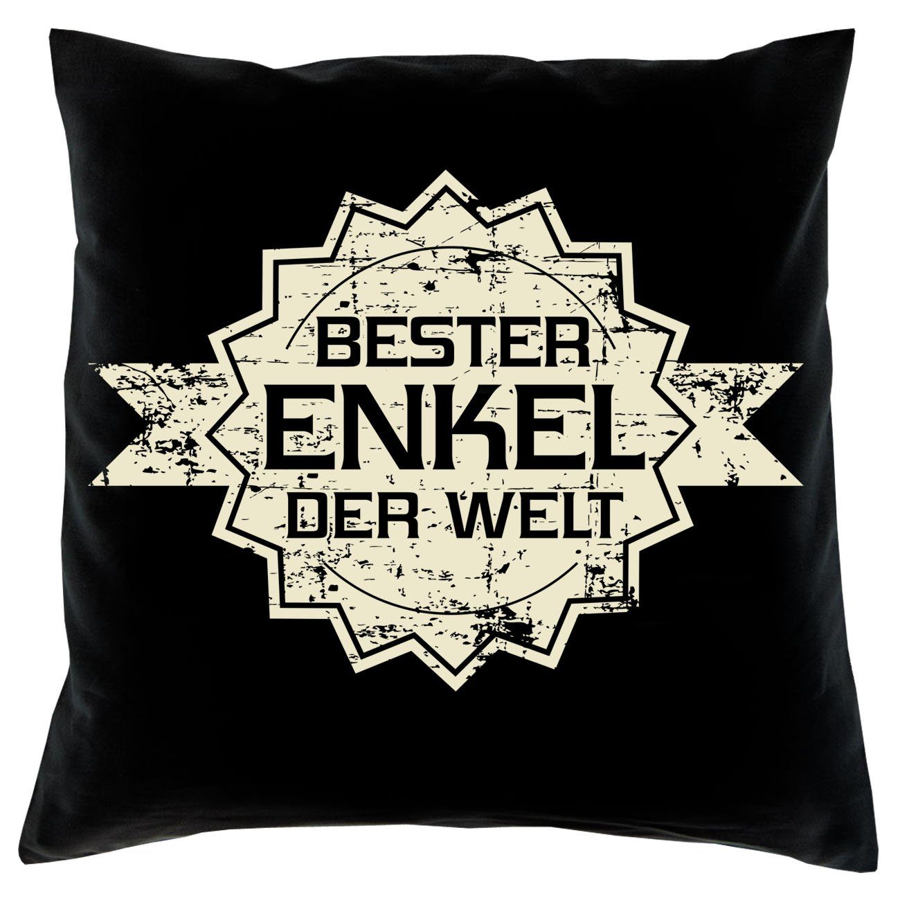 Dekokissen Geschenke der Enkel Bester schwarz und Soreso® Füllung, Kissenbezug Welt Kissen Stern