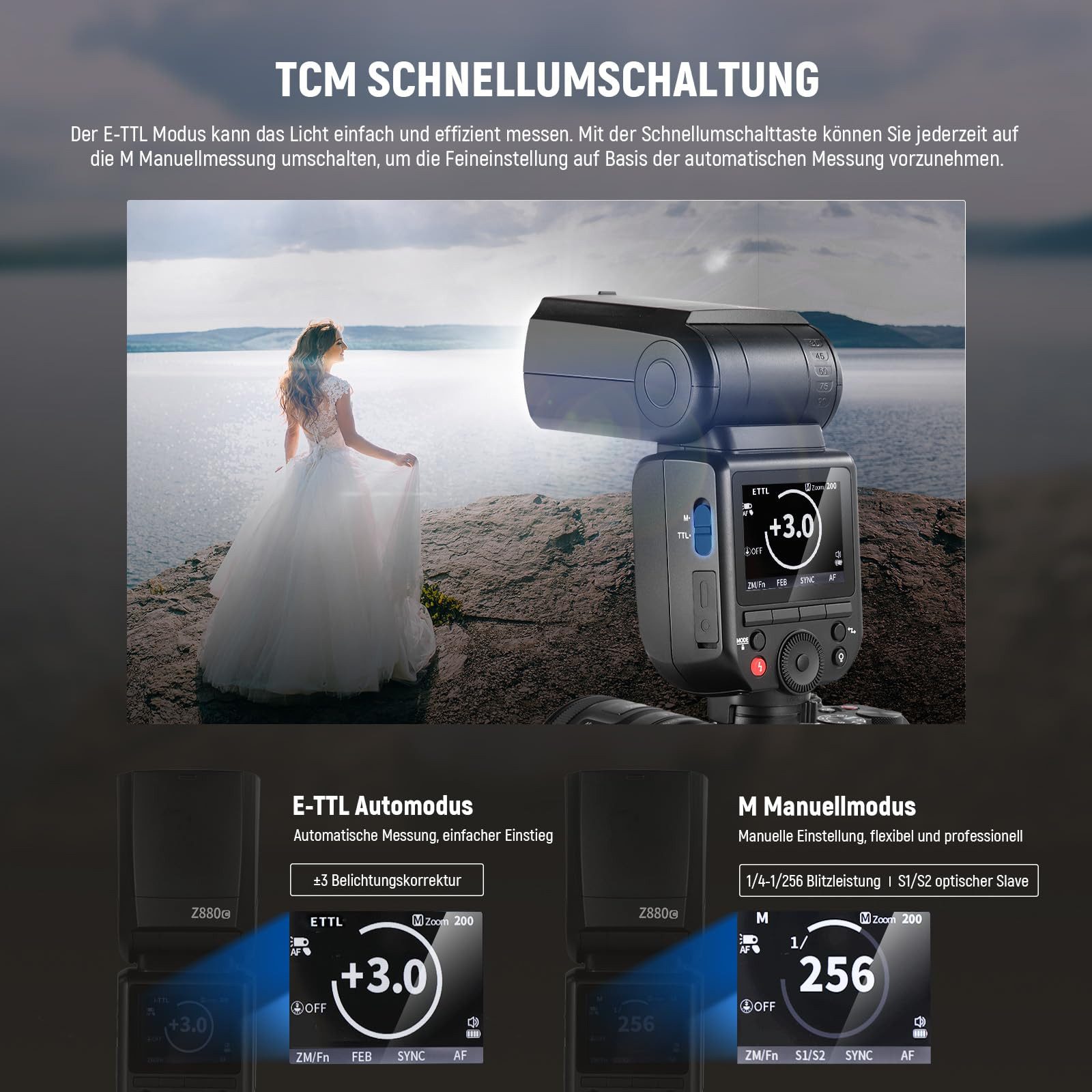 Neewer Z880-C 2,4G 76W TTL Kamera Blitz Speedlite für Canon, mit 1/8000s HSS Blitzgerät, (3000mAh Akku, 600 Volle Leistung Blitze, TTL/M Schnellschalter)