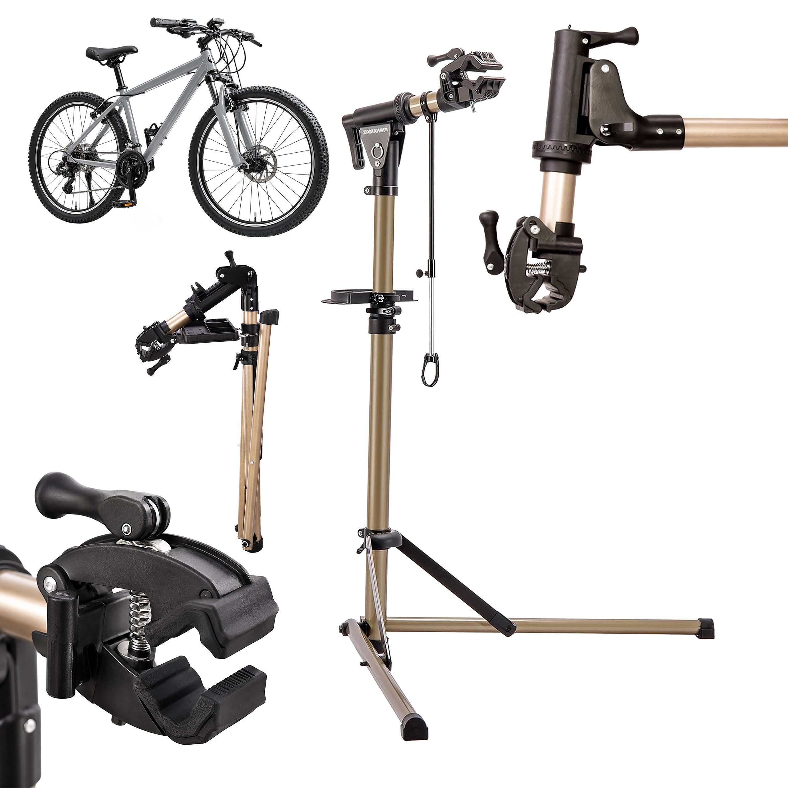 relaxdays Fahrrad-Montageständer bis 50 kg (1-tlg), gold