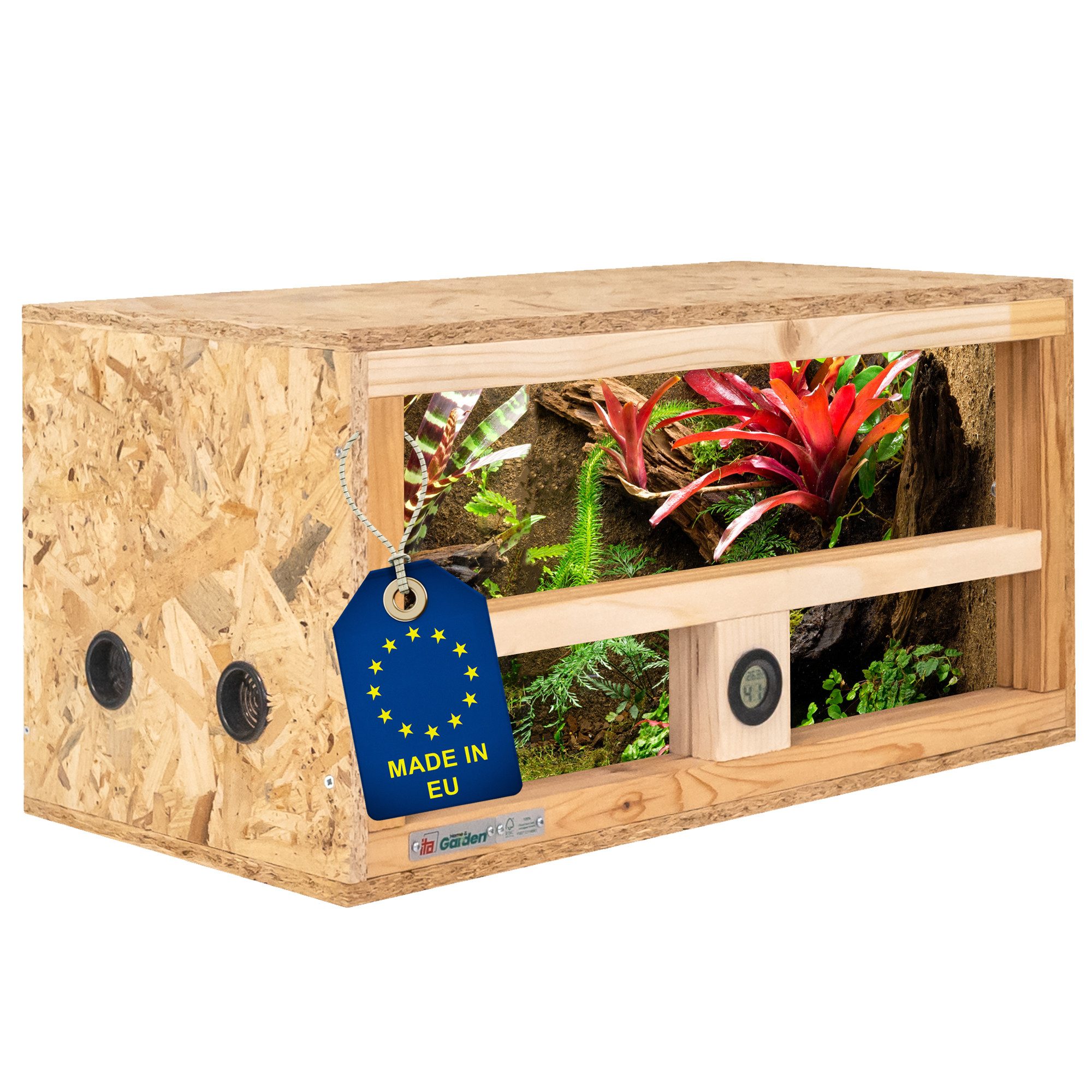 Terrarium Mini Terrarium 60x30x30 mit Seitenbelüftung & Integriertem Hygrometer