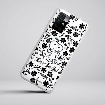 DeinDesign Handyhülle Peanuts Blumen Snoopy Snoopy Black and White This Is The Life, Xiaomi Redmi 10 Silikon Hülle Bumper Case Handy Schutzhülle
