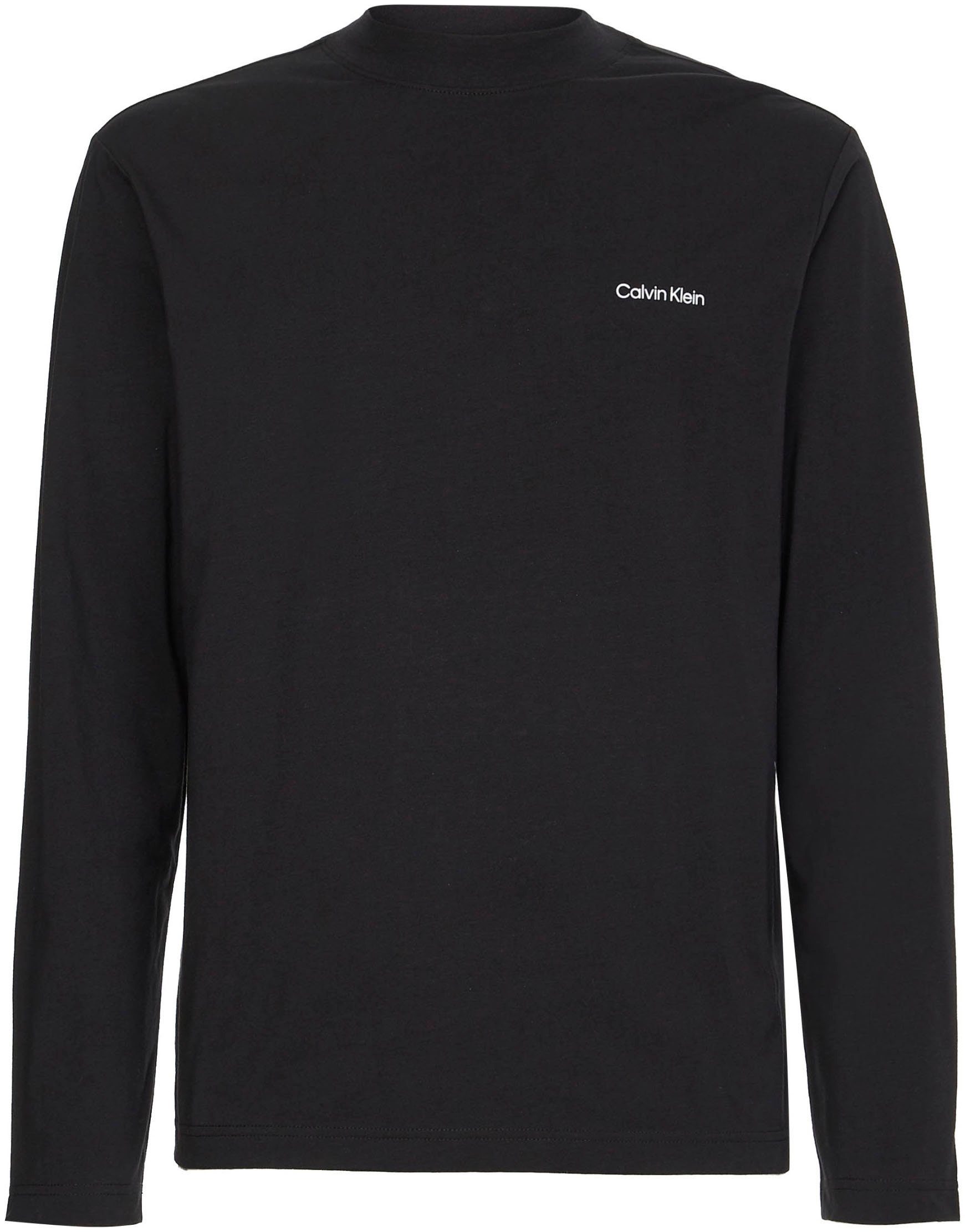 ck NECK mit Calvin Mock-Kragen LOGO black LS T-SHIRT Langarmshirt MICRO MOCK Klein