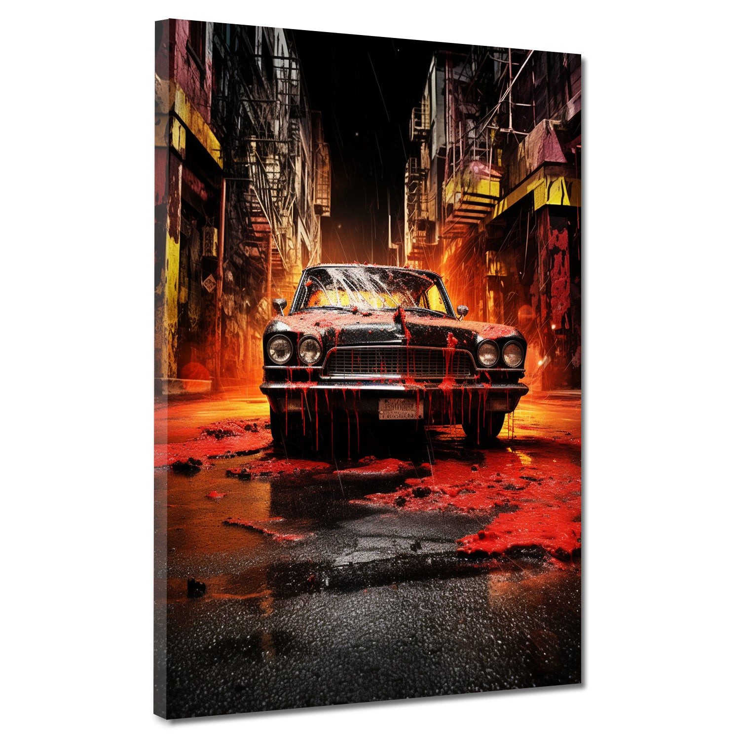 Artedinoi Leinwandbild Abstrakt Auto Oldtimer Leinwandbild Wandbild Deko Kunst XL