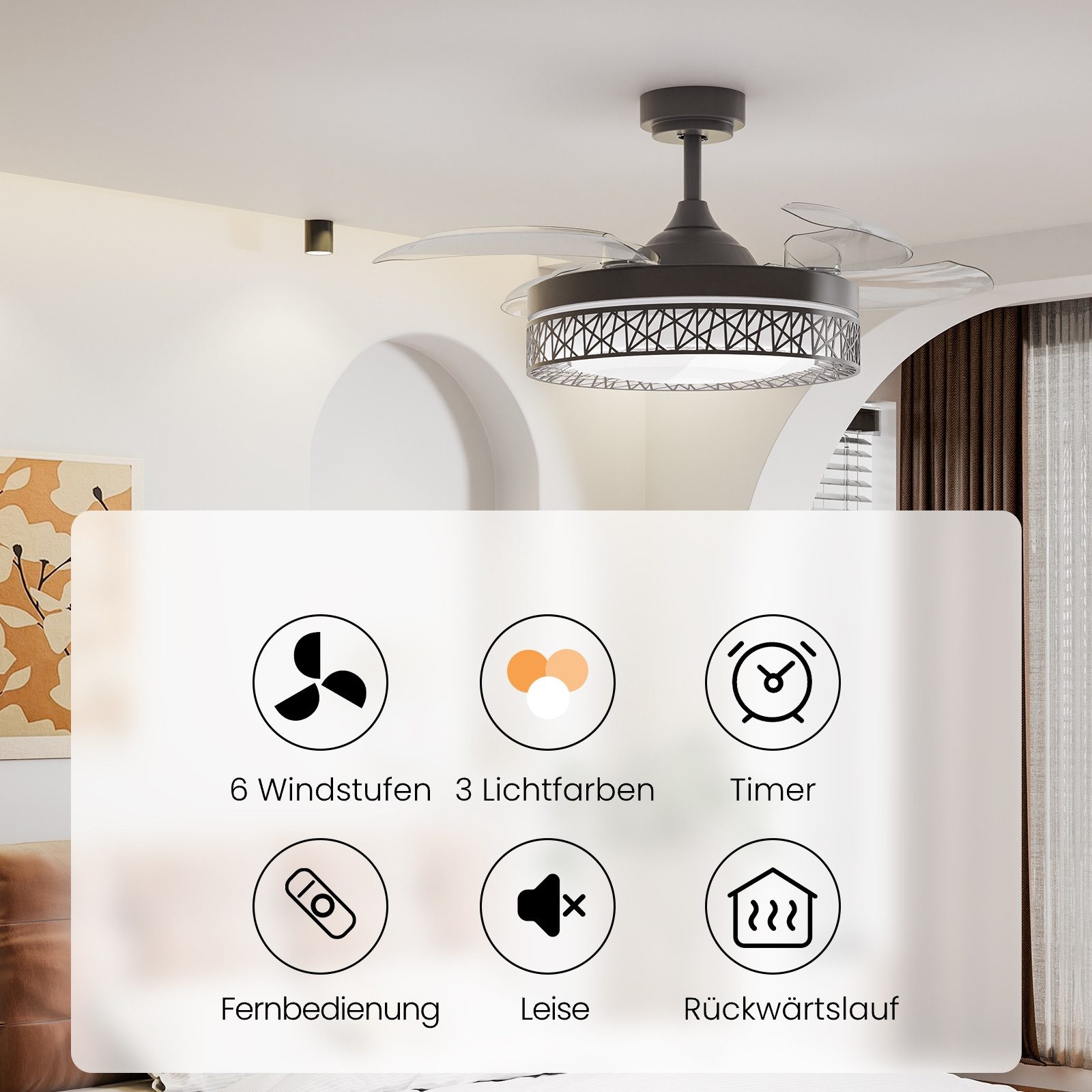 MEYKOERS Deckenventilator Deckenventilator mit Beleuchtung und Timer Dimmba günstig online kaufen