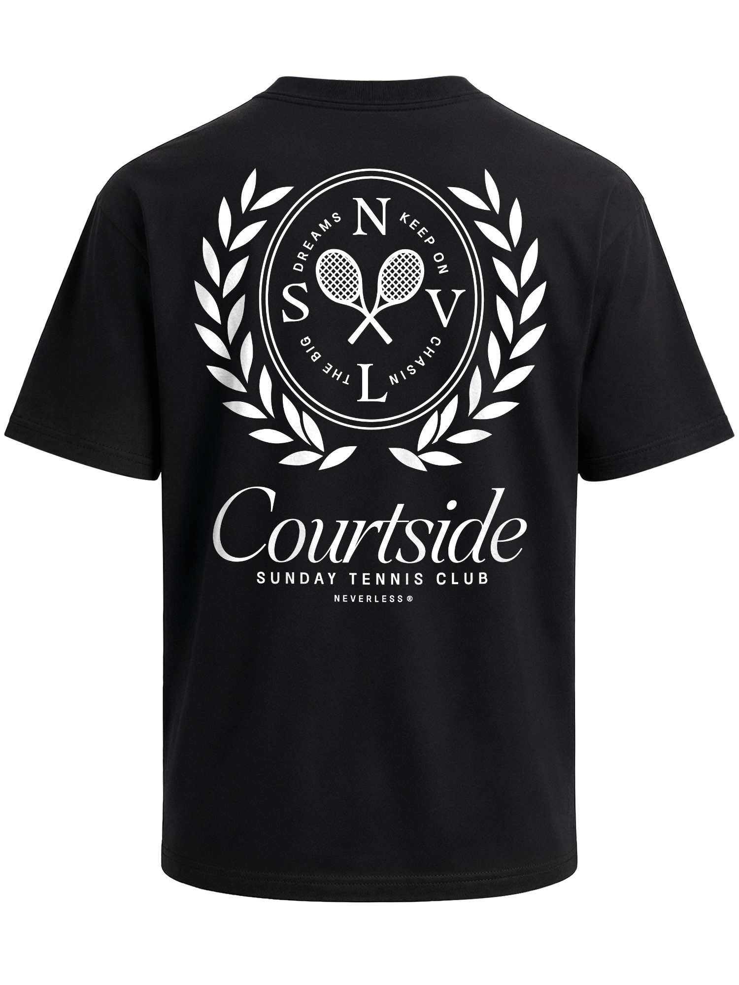 Neverless Oversize-Shirt Herren T-Shirt - Courtside Tennis - Oversized Relaxed Fit Sommer mit Print