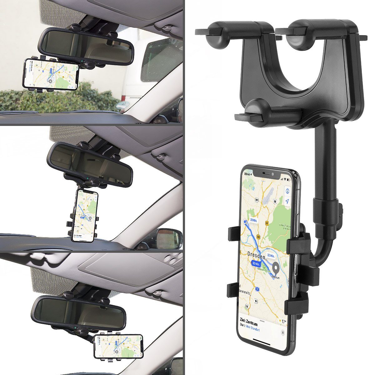 Smartphone-Halterung Handy Autohalterung für KFZ-Rückspiegel Spiegelhalterung f. Smartphone