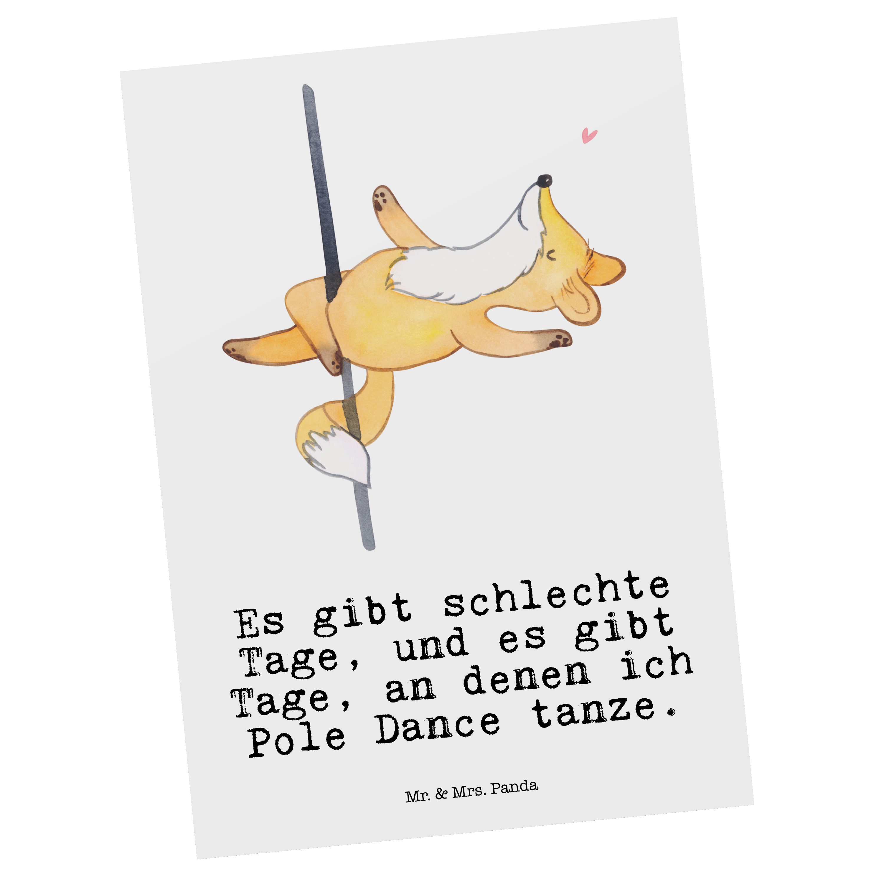 Mr. & Mrs. Panda Postkarte Fuchs Poledance Tage - Weiß - Geschenk, Hobby, Karte, Einladungskarte