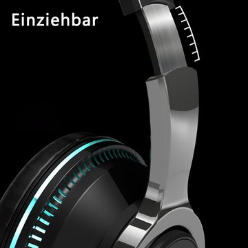 Dekorative Bluetooth Kopfhörer, Kopfhörer für Musik mit farbigem Atemlicht Over-Ear-Kopfhörer (Geräuschunterdrückung, lange Akkulaufzeit, mehrere Wiedergabeoptionen)