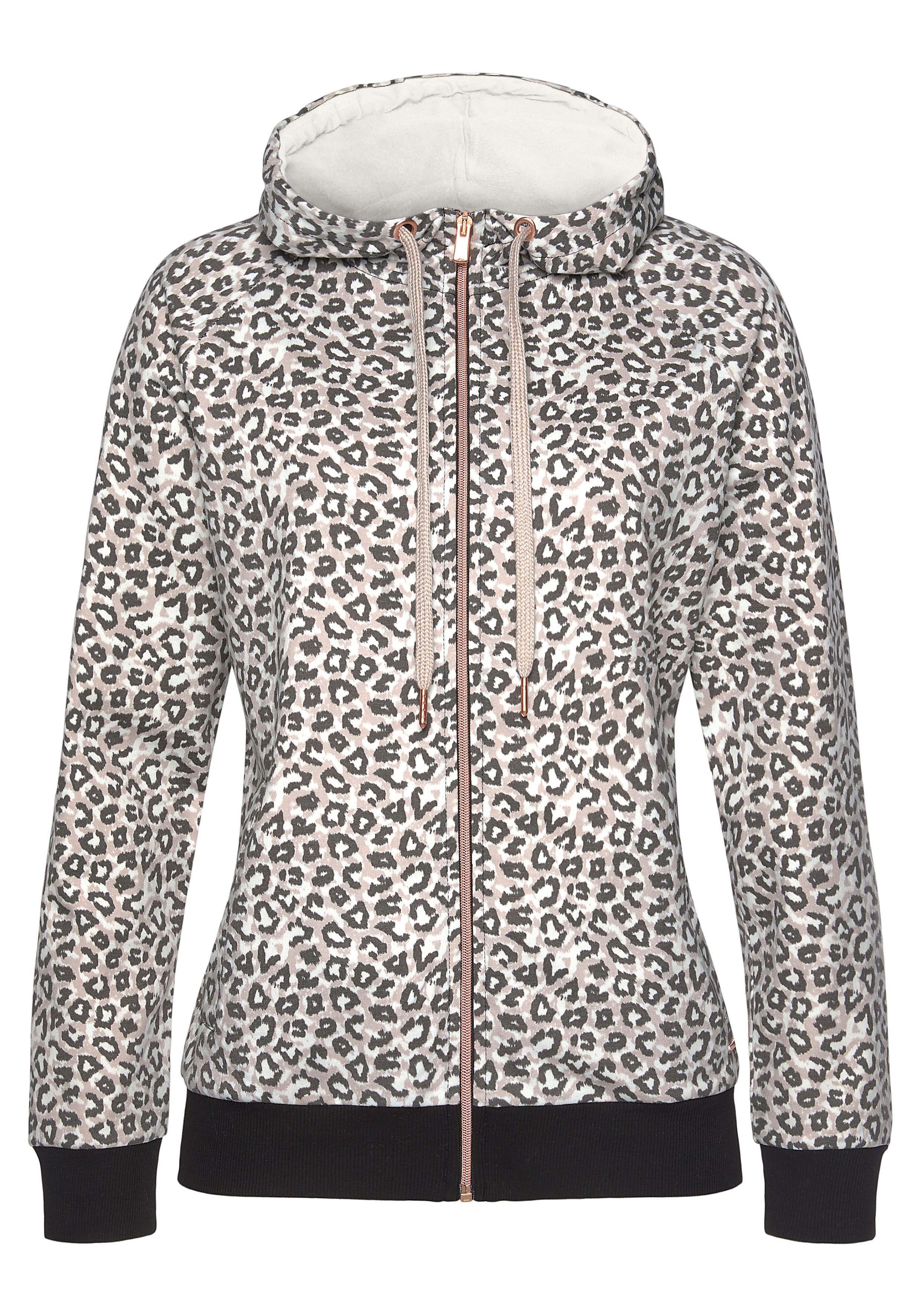 LASCANA Kapuzensweatjacke Sweatshirtjacke mit Details in Roségold, Loungewear – Bild 2 von 5