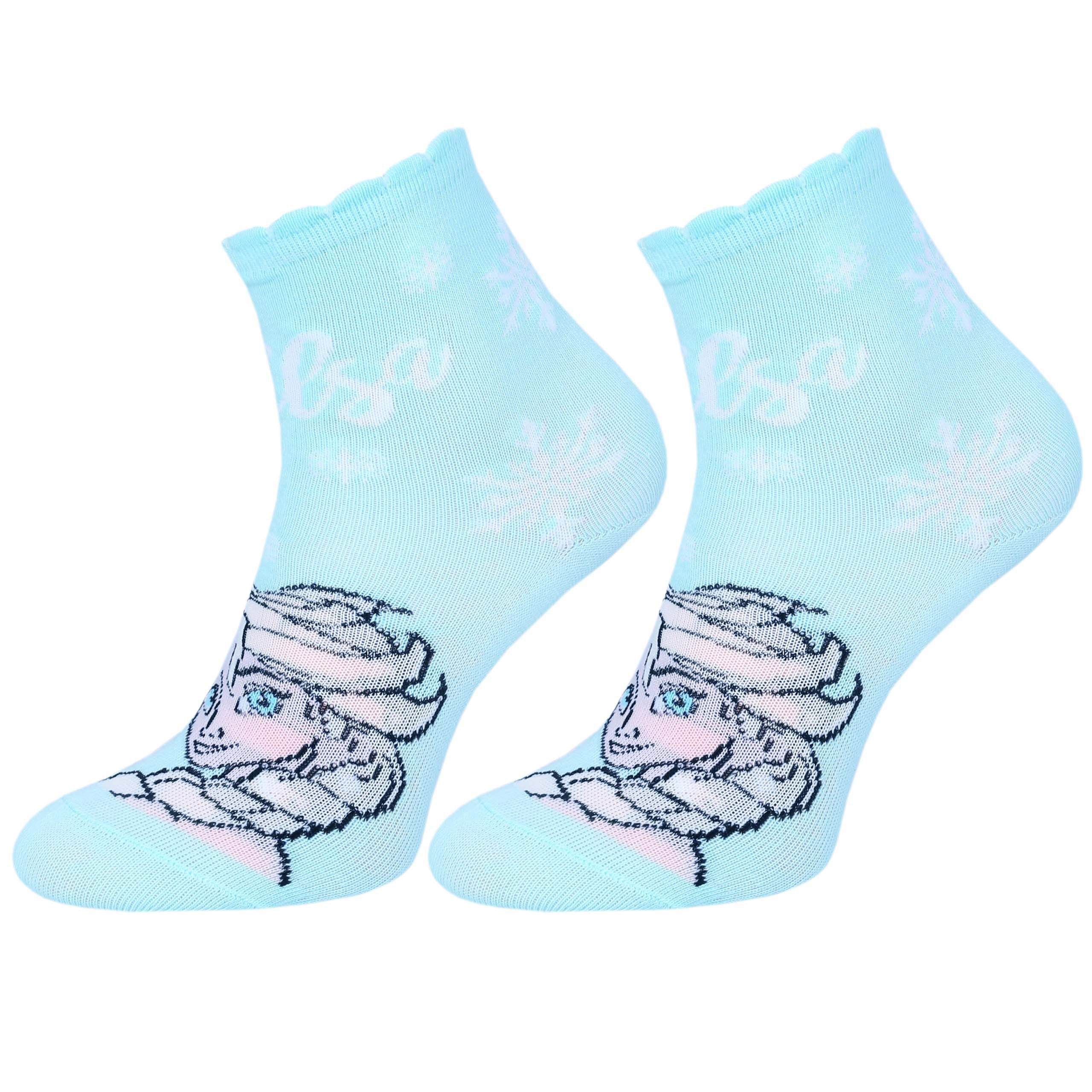 Disney Haussocken 3x Pink-pfefferminzfarbene Mädchensocken DIE EISKÖNIGIN Disney 23/26EU