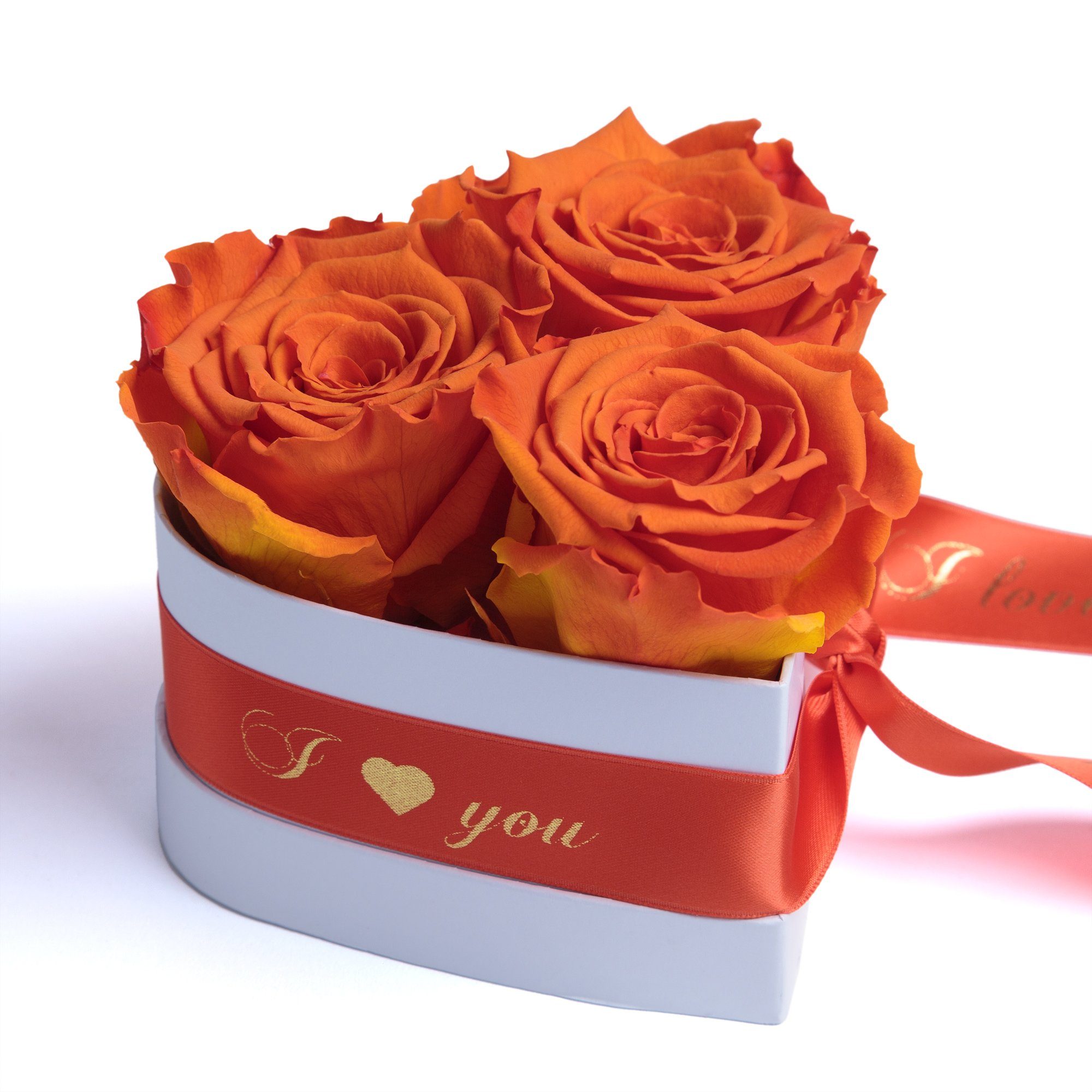 Kunstblume Rosenbox Herz Heidelberg, Geschenk Infinity You in Höhe I Rose, SCHULZ für Sie cm, 3 Box 8.5 Love Orange Valentinstag ROSEMARIE Rosen konservierte