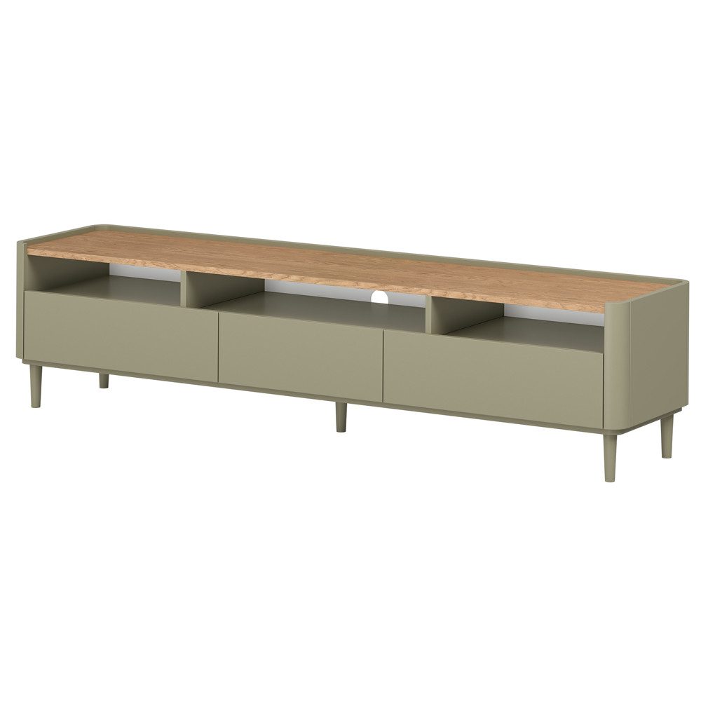 Lomadox Lowboard ELOY-141, Grün Eiche Dekor 200 cm Holzfüße grifflos modern