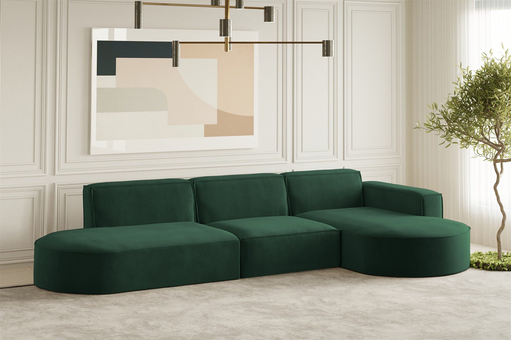 Ecksofa Designersofa PALMA mit Ottomane in Stoff Noel oder Scala