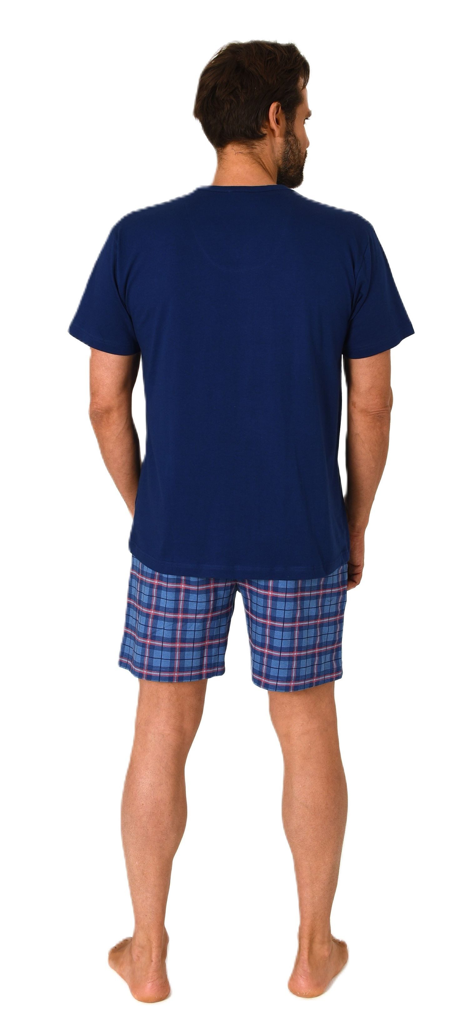 Normann Pyjama Normann Herren kurzarm Schlafanzug Shorty mit karierter Hose