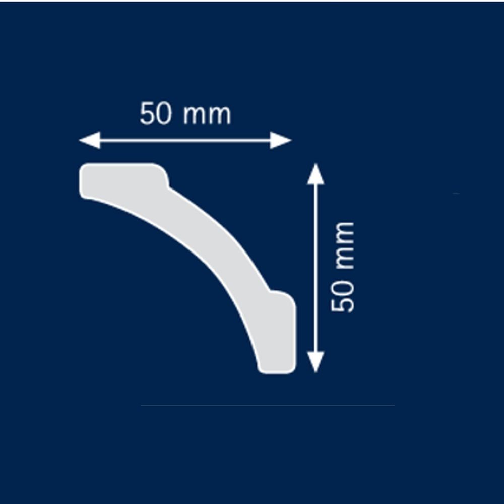PROVISTON Stuckleiste Polystyrol, 50 x 50 x 2000 mm, Weiß, Deckenleiste, Kleben, Polystyrol