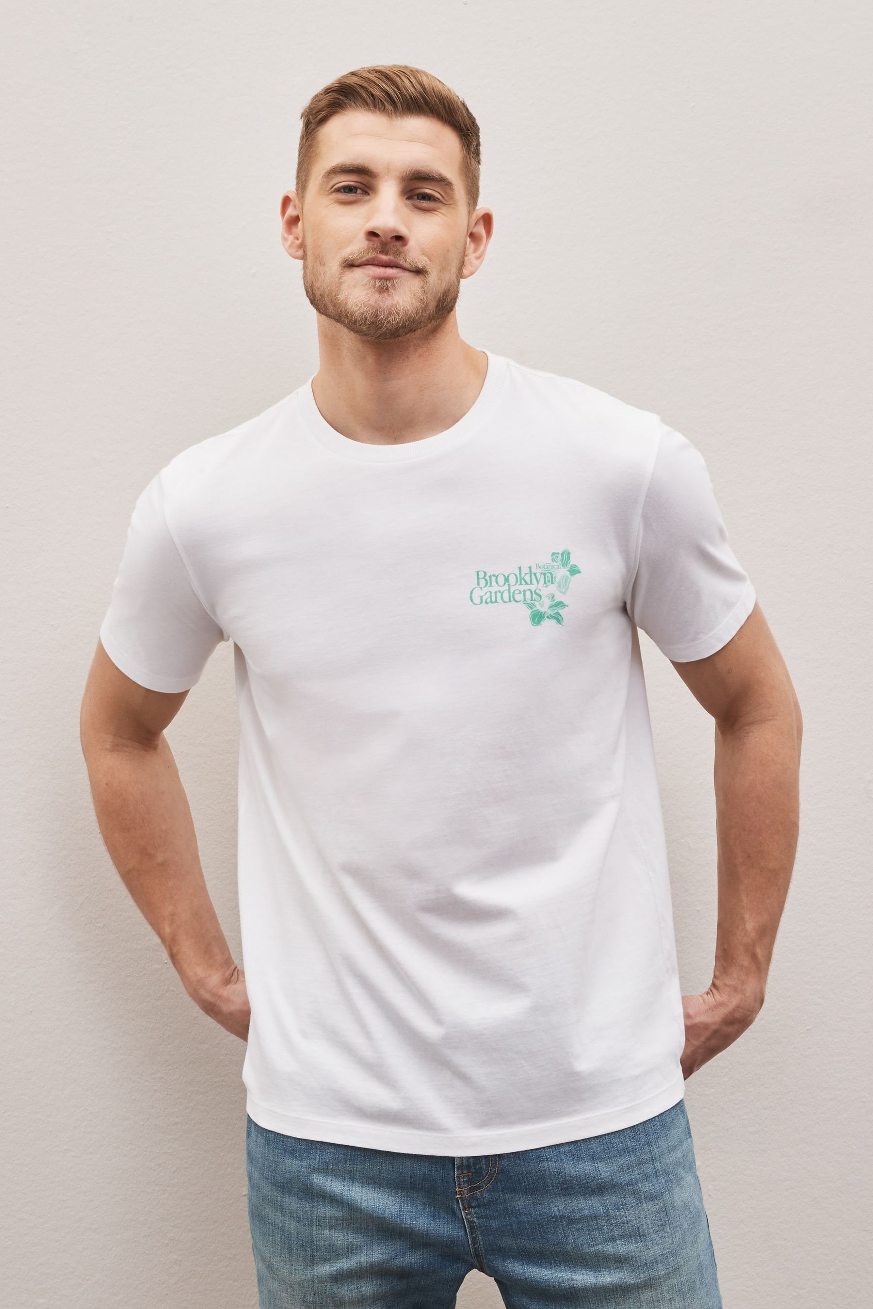 Next T-Shirt T-Shirt (1-tlg) Grafikprint White/Green mit