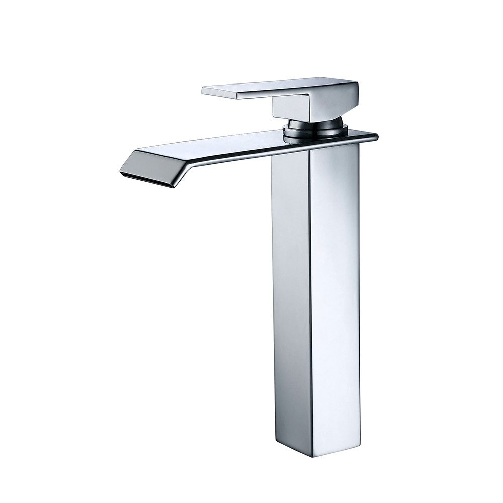 HOMELIVE Badarmatur wasserfall Wasserhahn Bad Hoch Waschtischarmatur (Einhandmischer Waschtischarmaturen) Keramikventil, Kaltes und Heißes Wasser Vorhanden, Chrom