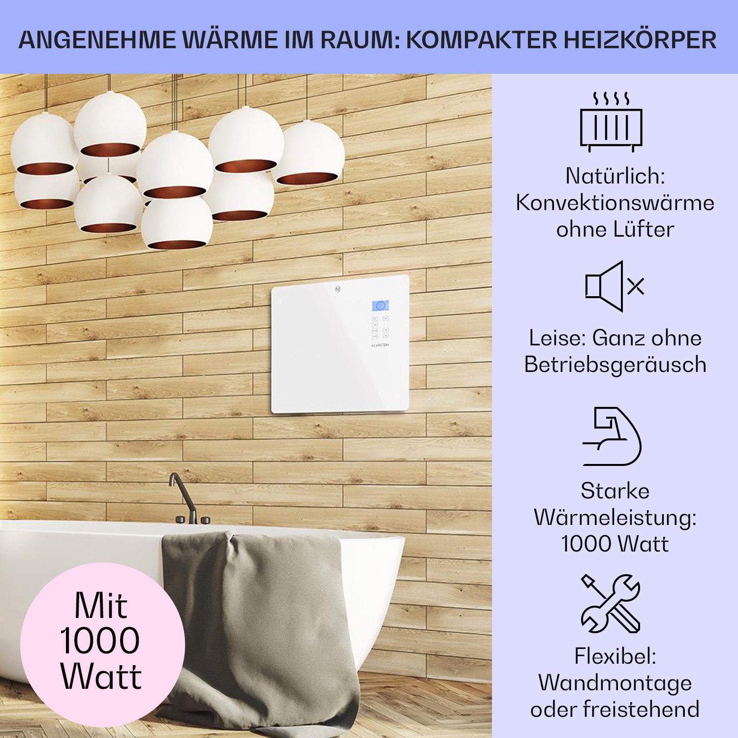 Klarstein Heizstrahler Norderney, 1000 W, Konvektorheizung günstig online kaufen