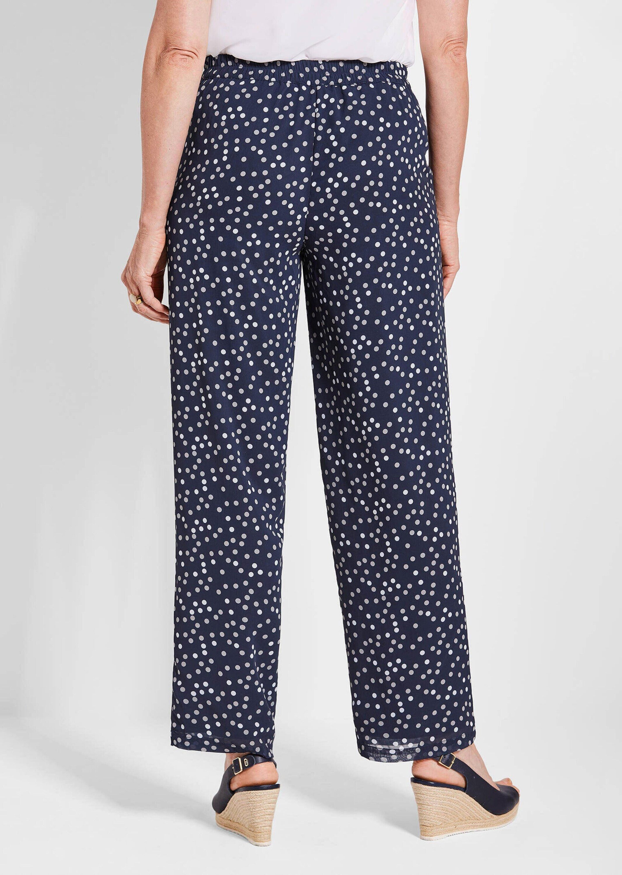 GOLDNER Schlupfhose Luftige Hose VERA mit Tupfenmuster Weite Chiffonhose mit Dehnbund, Taschen, Allover-Print, langes Bein
