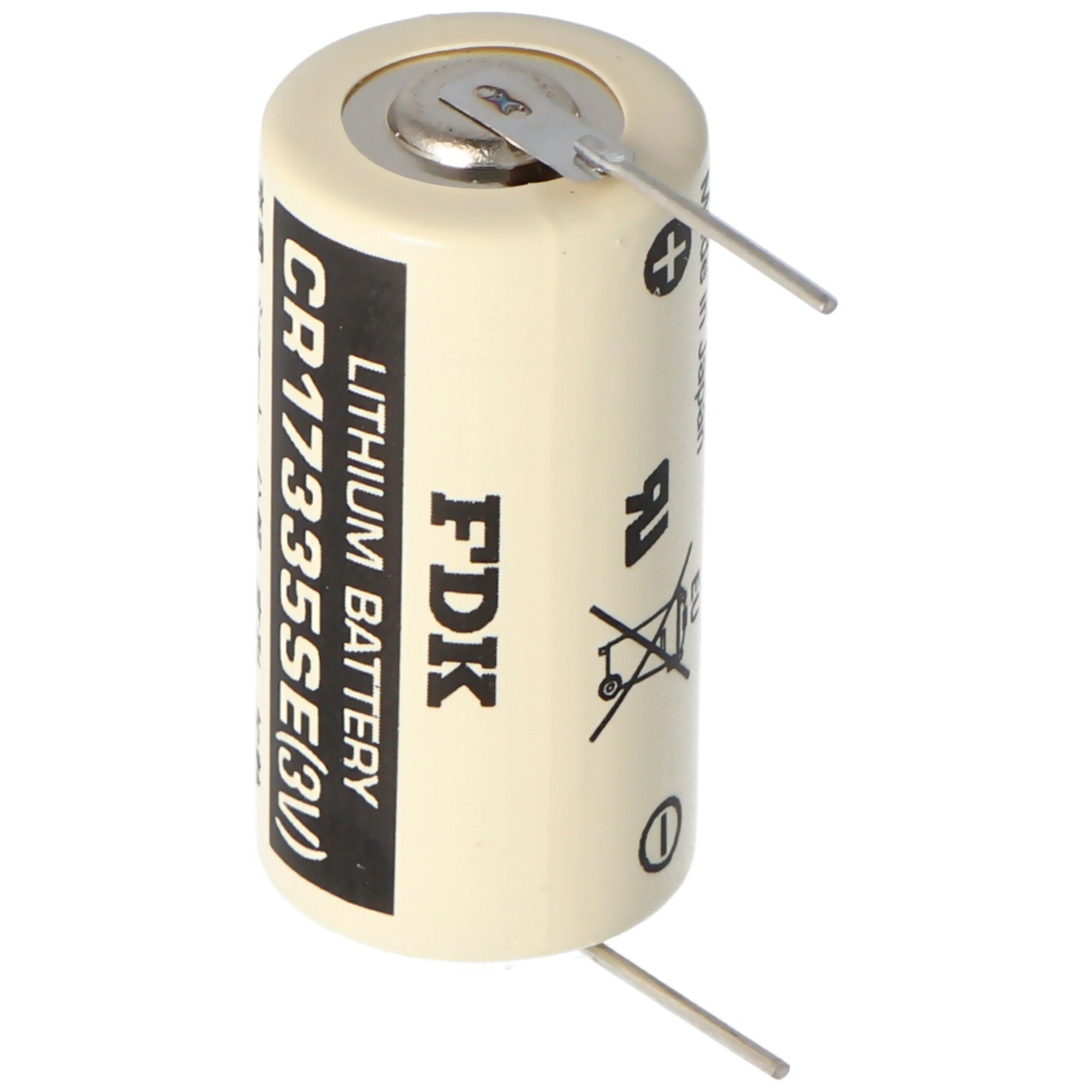 Sanyo Sanyo Lithium Batterie CR17335 SE Size 2/3A, mit Lötpadel Batterie, (3,0 V)